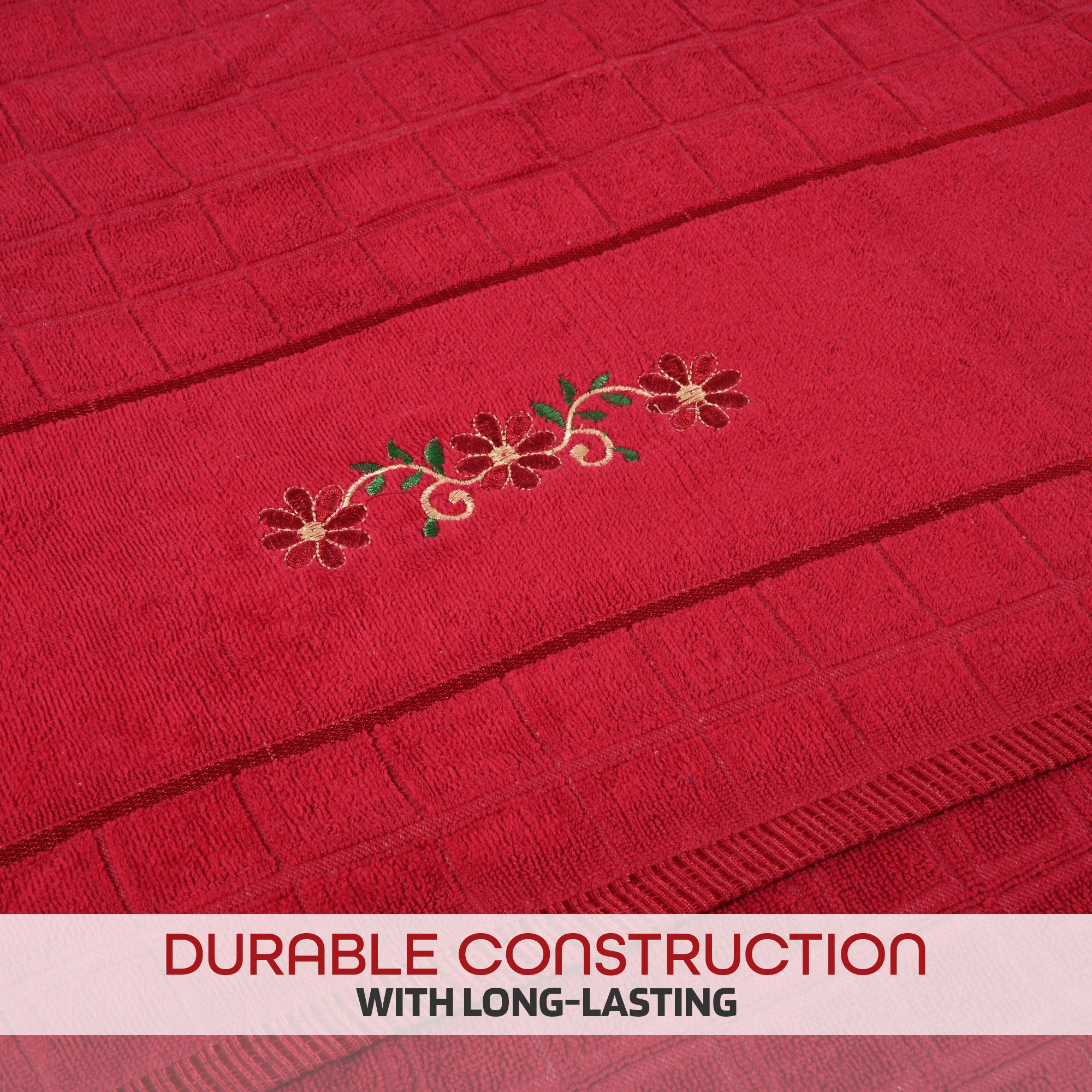 Kuber Industries Bath Towel  Towel for Bath-Gym-Travel  Highly Absorbent Bathing Towel  144 GSM Cotton Bathroom Towel  Bath Towel for Men  Embroidery Print  30x60 Inch  Red