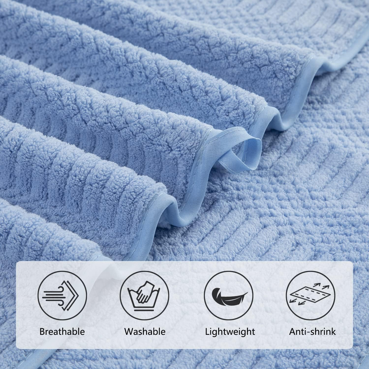 Kuber Industries Bath Towel For Men, Women|280 GSM|Extra Soft & Fade Resistant|Polyester Towels For Bath|Waffle Texture|Bathing Towel, Bath Sheet (Blue)