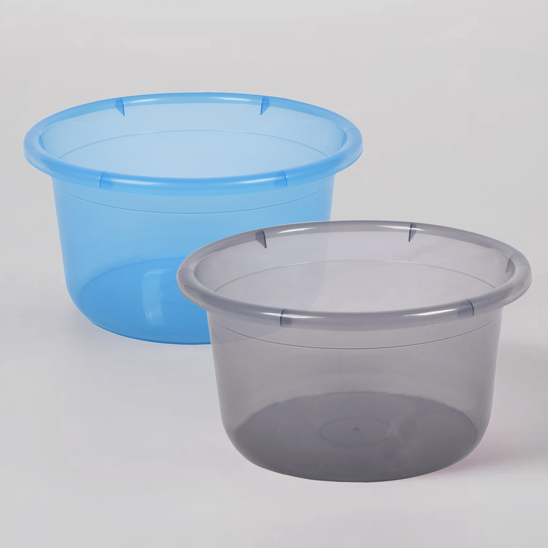 Kuber Industries Bath Tub | Multipurpose Bath Tub | Tub for Bathroom-Feeding Pan-Washing Clothes | Washing Tub | Bathing Bathroom Tub | 25 LTR | Transparent | Blue & Gray