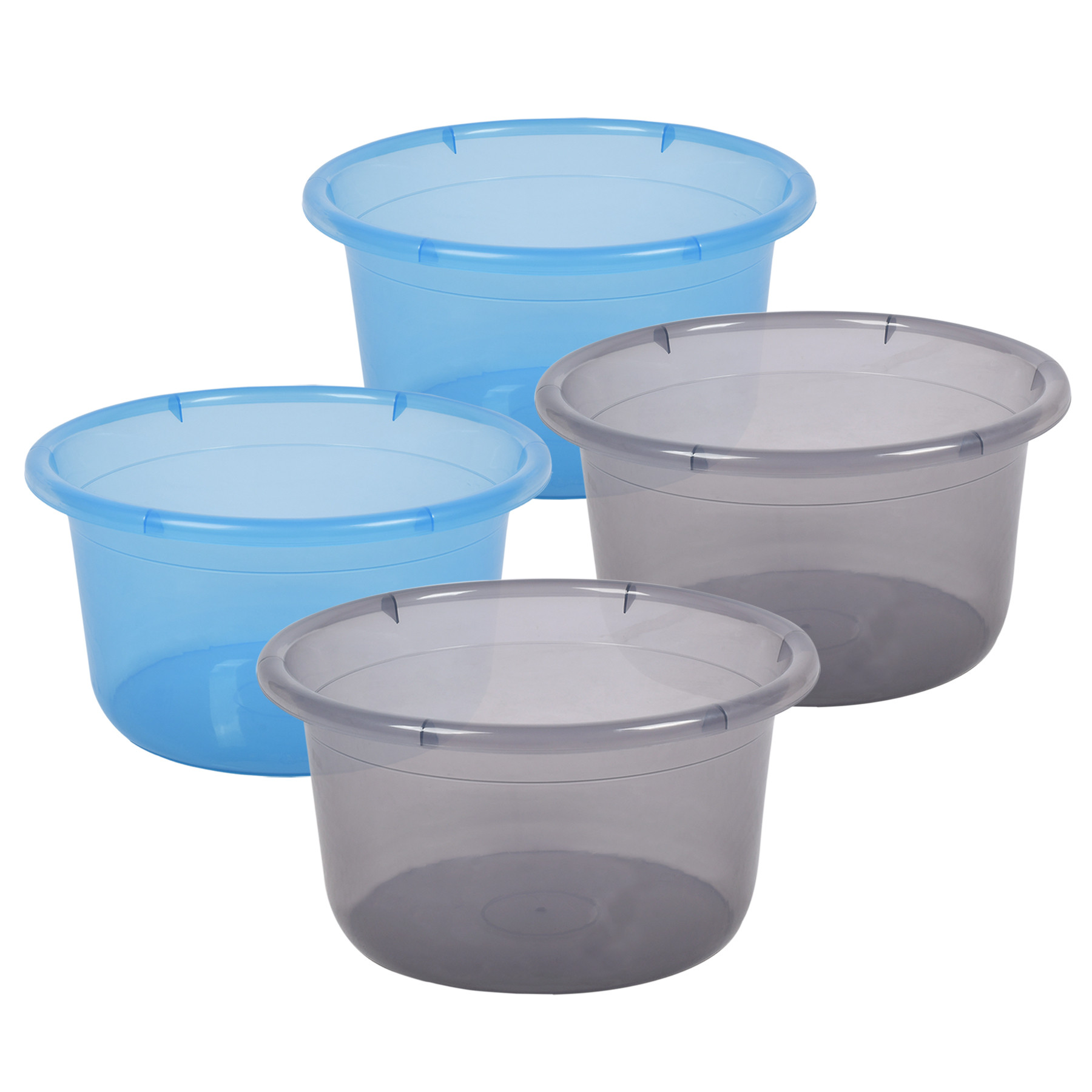 Kuber Industries Bath Tub | Multipurpose Bath Tub | Tub for Bathroom-Feeding Pan-Washing Clothes | Washing Tub | Bathing Bathroom Tub | 25 LTR | Transparent | Blue & Gray
