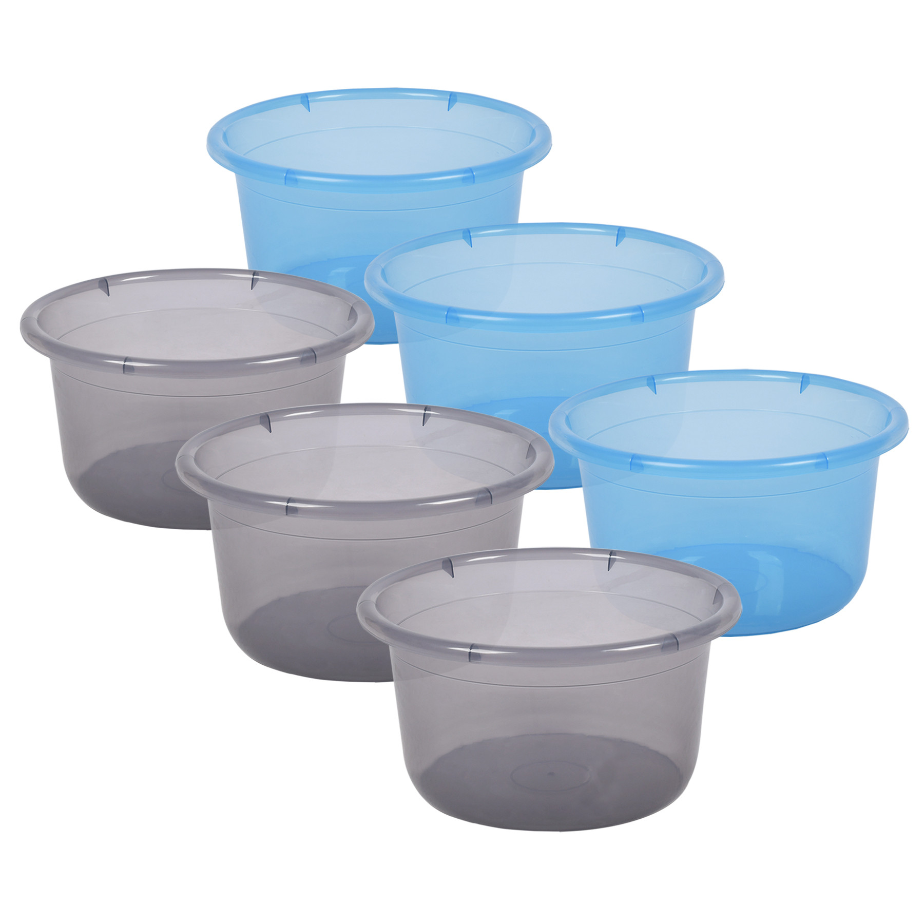 Kuber Industries Bath Tub | Multipurpose Bath Tub | Tub for Bathroom-Feeding Pan-Washing Clothes | Washing Tub | Bathing Bathroom Tub | 25 LTR | Transparent | Blue & Gray