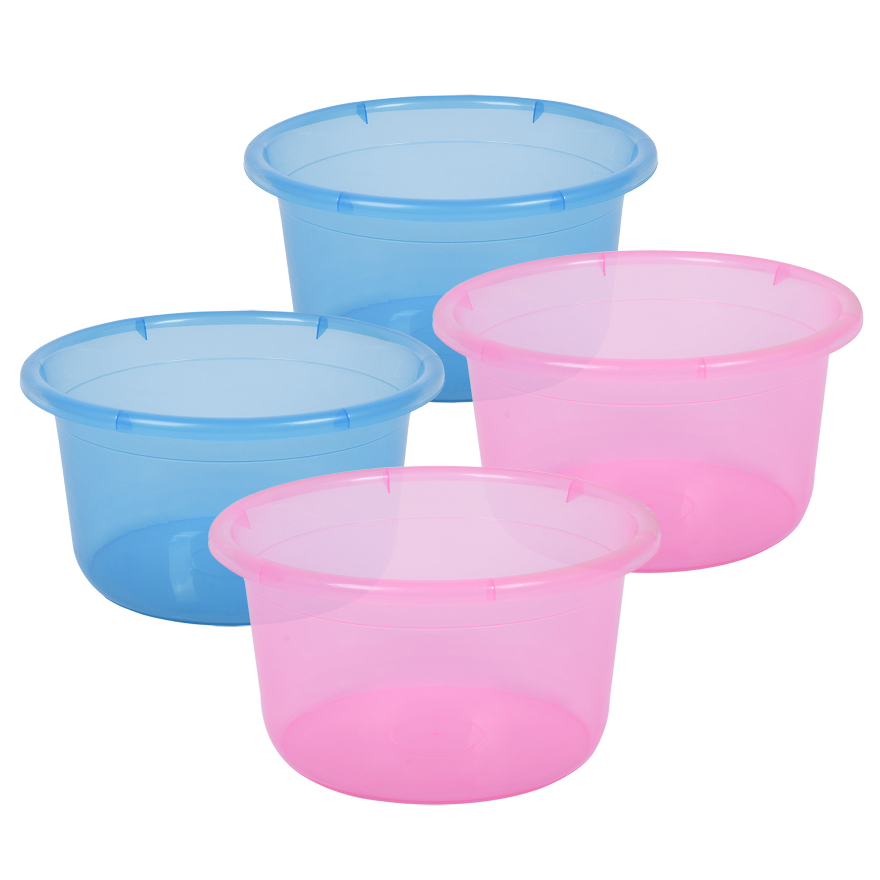 Kuber Industries Bath Tub | Multipurpose Bath Tub | Tub for Bathroom-Feeding Pan-Washing Clothes | Washing Tub | Bathing Bathroom Tub | 25 LTR | Transparent | Blue & Pink