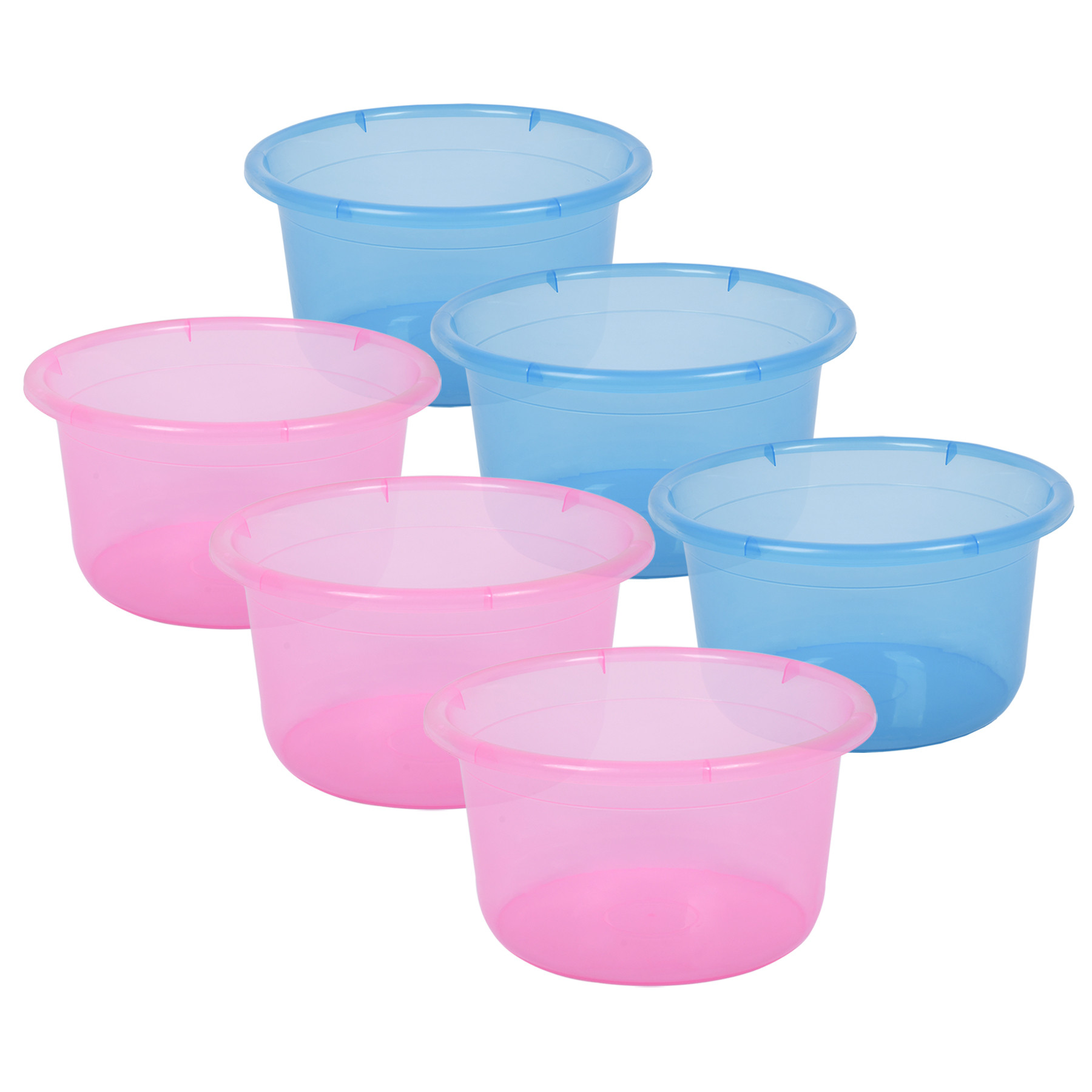 Kuber Industries Bath Tub | Multipurpose Bath Tub | Tub for Bathroom-Feeding Pan-Washing Clothes | Washing Tub | Bathing Bathroom Tub | 25 LTR | Transparent | Blue & Pink
