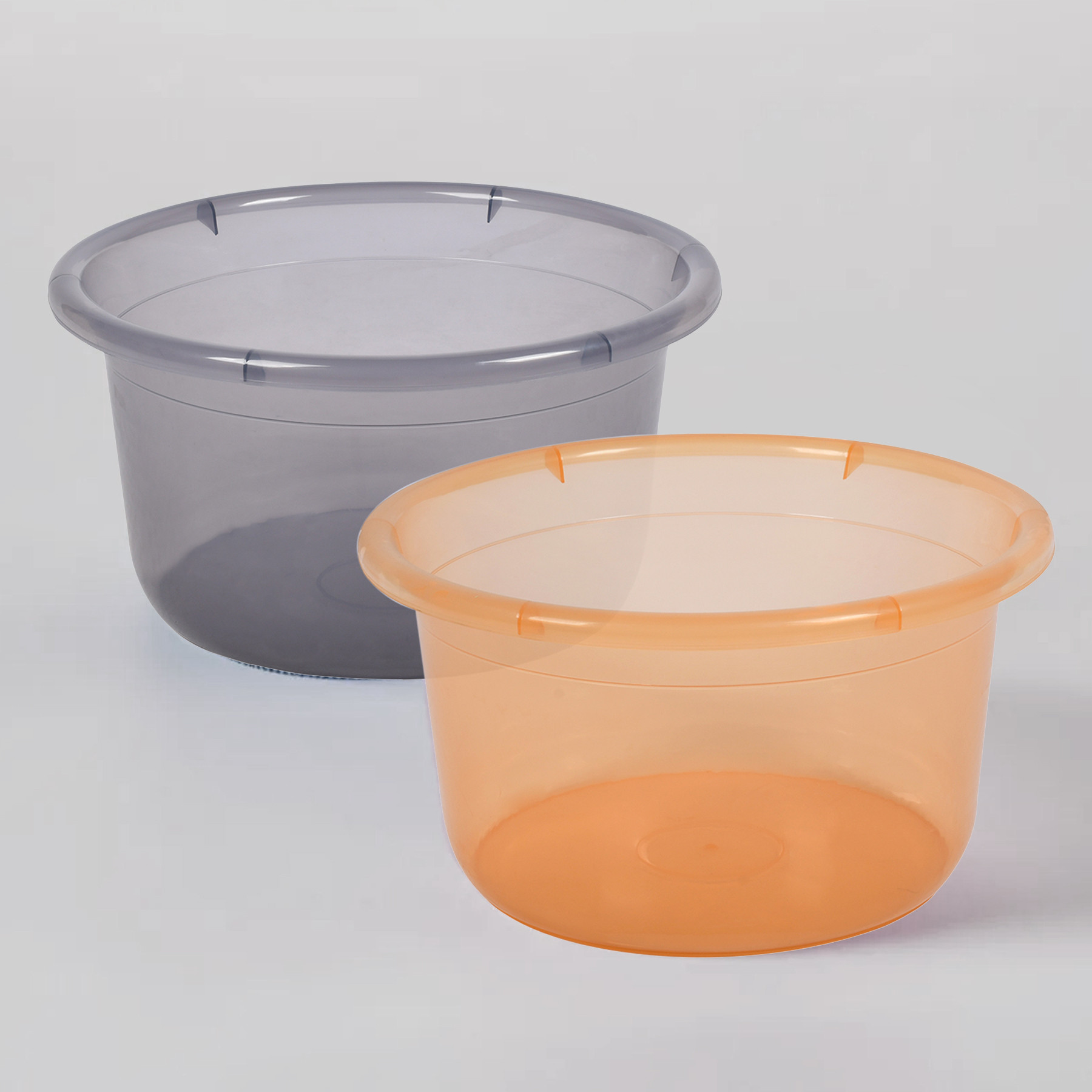 Kuber Industries Bath Tub | Multipurpose Bath Tub | Tub for Bathroom-Feeding Pan-Washing Clothes | Washing Tub | Bathing Bathroom Tub | 25 LTR | Transparent | Gray & Orange