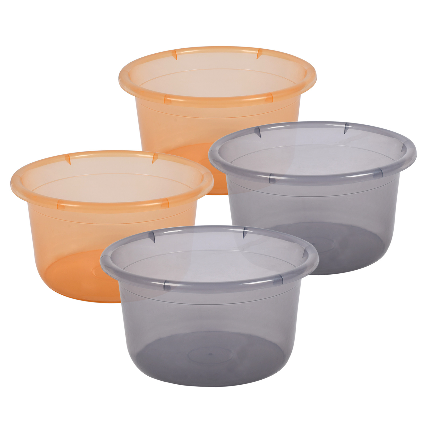 Kuber Industries Bath Tub | Multipurpose Bath Tub | Tub for Bathroom-Feeding Pan-Washing Clothes | Washing Tub | Bathing Bathroom Tub | 25 LTR | Transparent | Gray & Orange