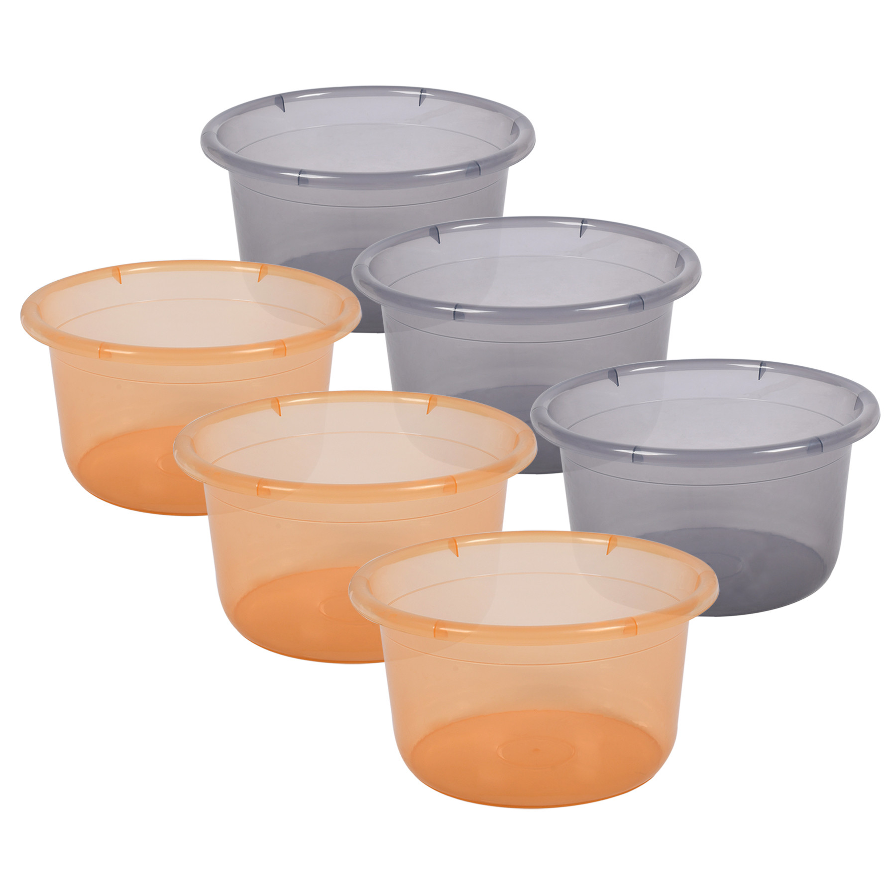 Kuber Industries Bath Tub | Multipurpose Bath Tub | Tub for Bathroom-Feeding Pan-Washing Clothes | Washing Tub | Bathing Bathroom Tub | 25 LTR | Transparent | Gray & Orange