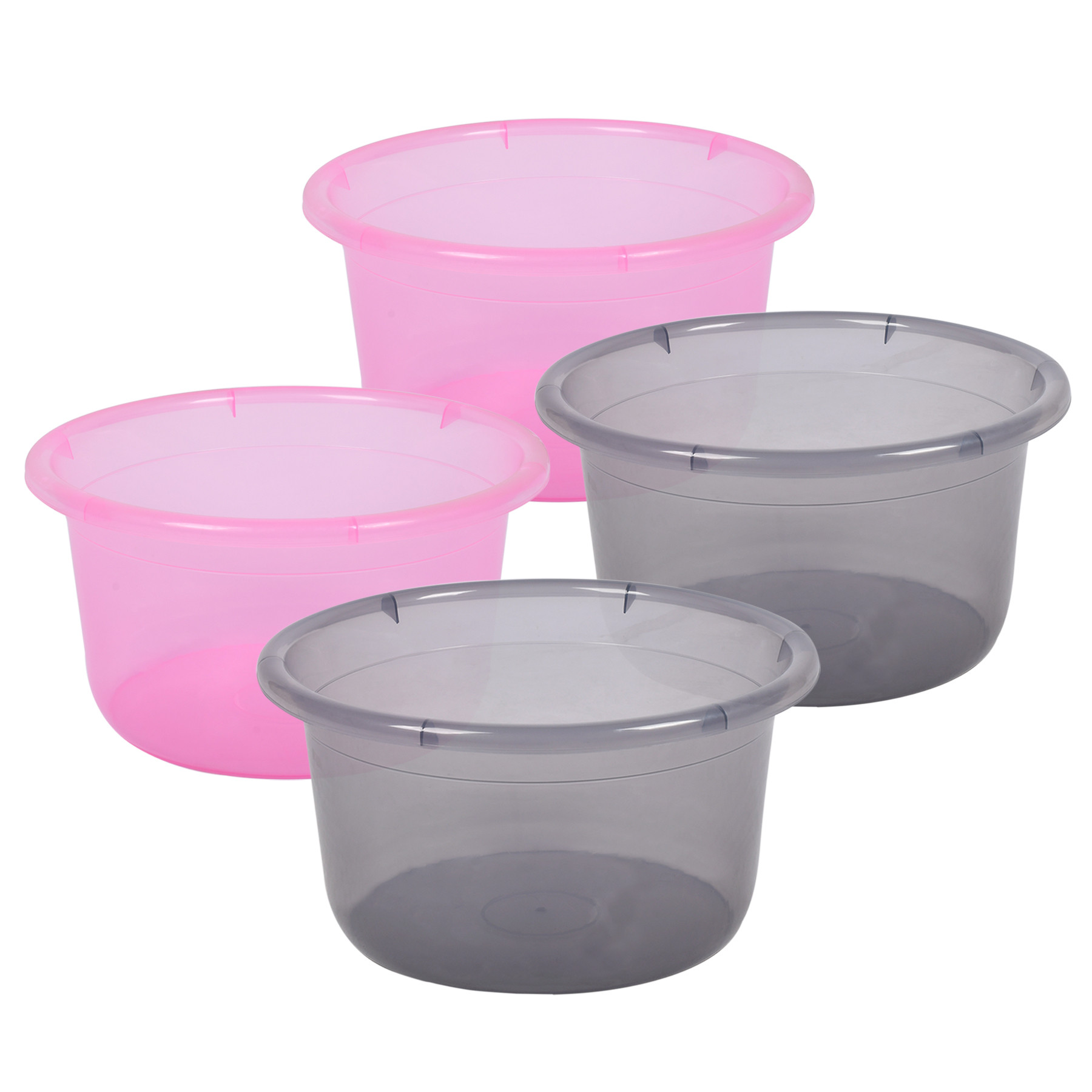 Kuber Industries Bath Tub | Multipurpose Bath Tub | Tub for Bathroom-Feeding Pan-Washing Clothes | Washing Tub | Bathing Bathroom Tub | 25 LTR | Transparent | Pink & Gray
