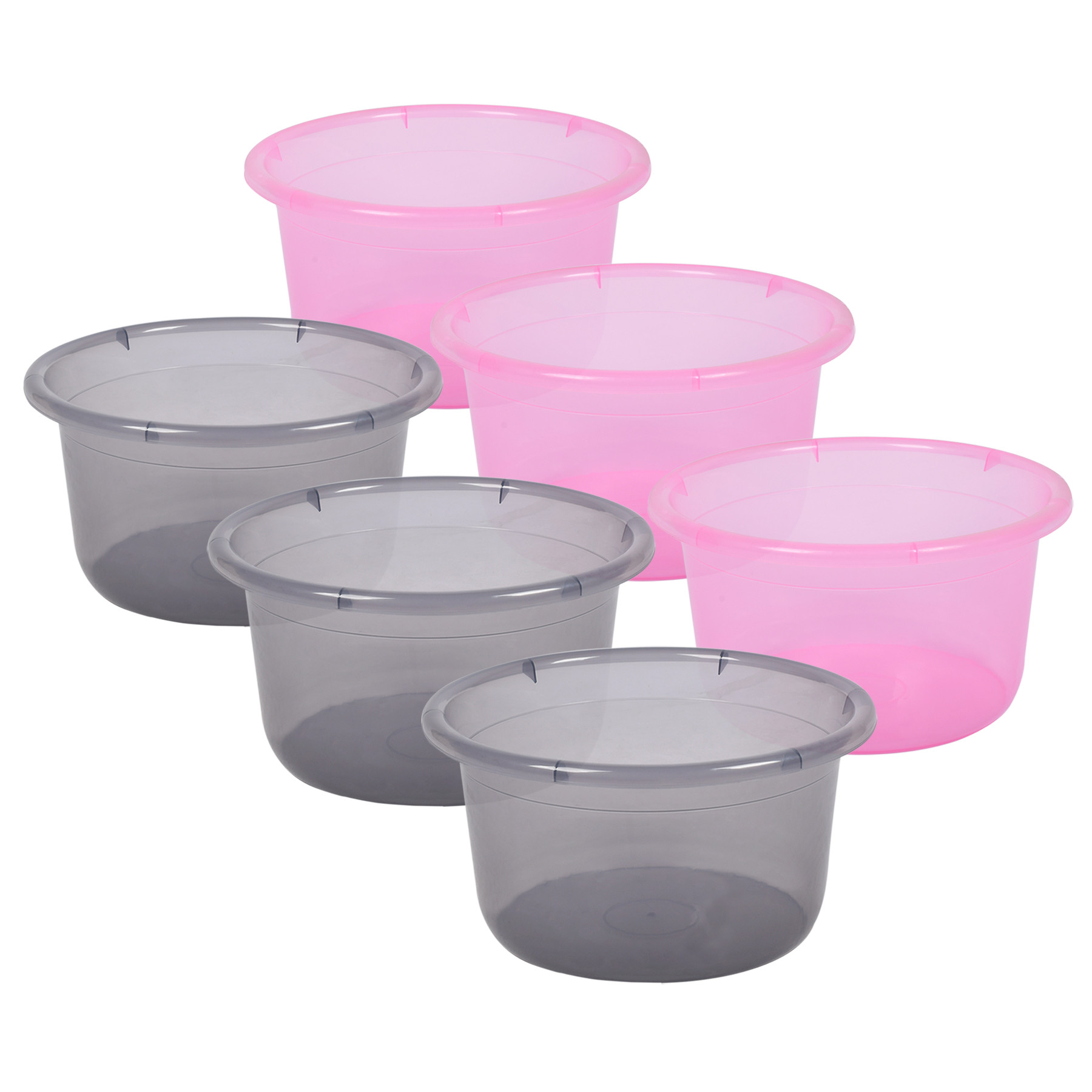 Kuber Industries Bath Tub | Multipurpose Bath Tub | Tub for Bathroom-Feeding Pan-Washing Clothes | Washing Tub | Bathing Bathroom Tub | 25 LTR | Transparent | Pink & Gray