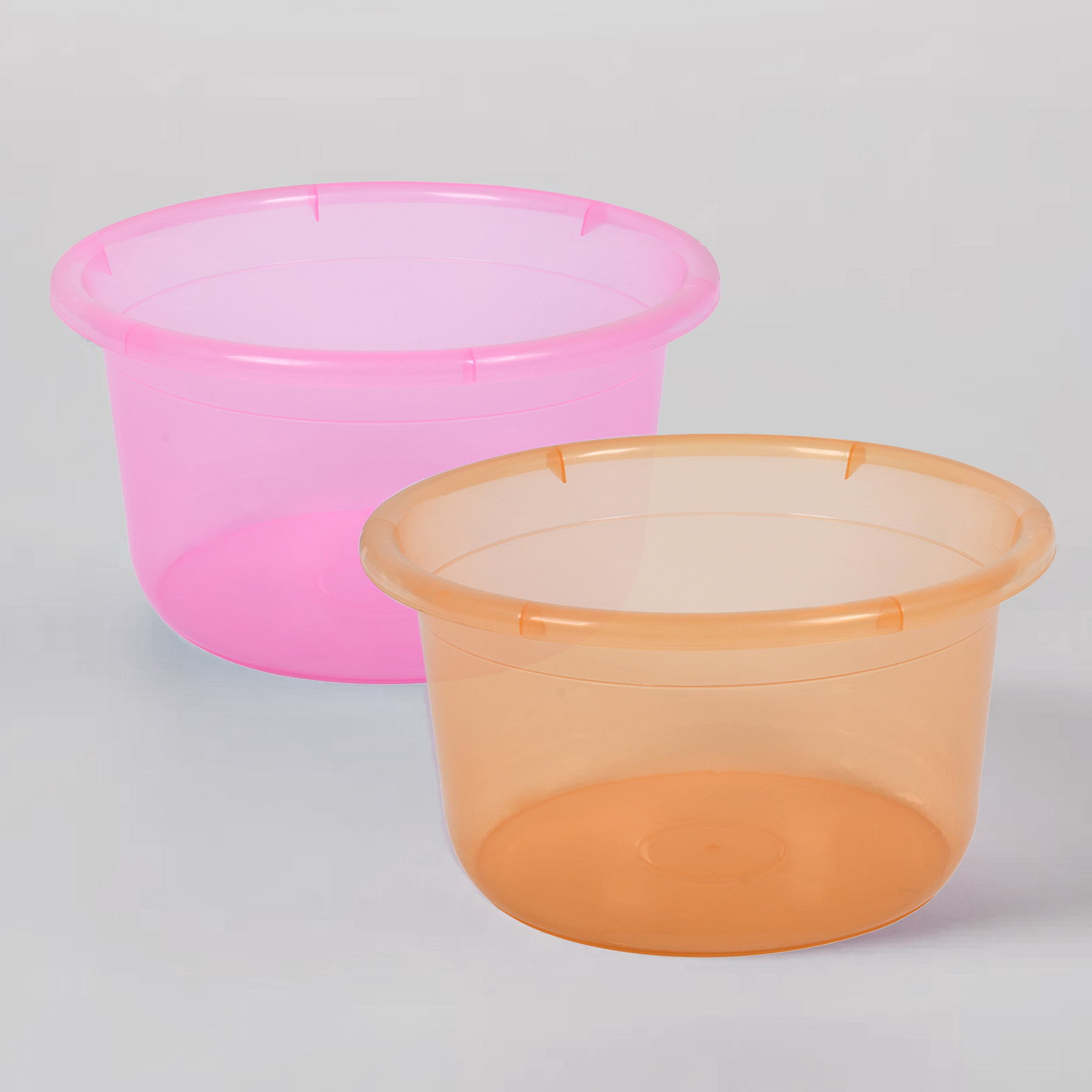 Kuber Industries Bath Tub | Multipurpose Bath Tub | Tub for Bathroom-Feeding Pan-Washing Clothes | Washing Tub | Bathing Bathroom Tub | 25 LTR | Transparent | Pink & Orange