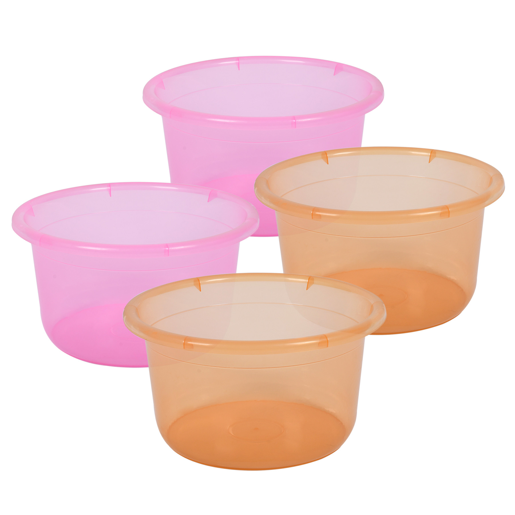 Kuber Industries Bath Tub | Multipurpose Bath Tub | Tub for Bathroom-Feeding Pan-Washing Clothes | Washing Tub | Bathing Bathroom Tub | 25 LTR | Transparent | Pink & Orange