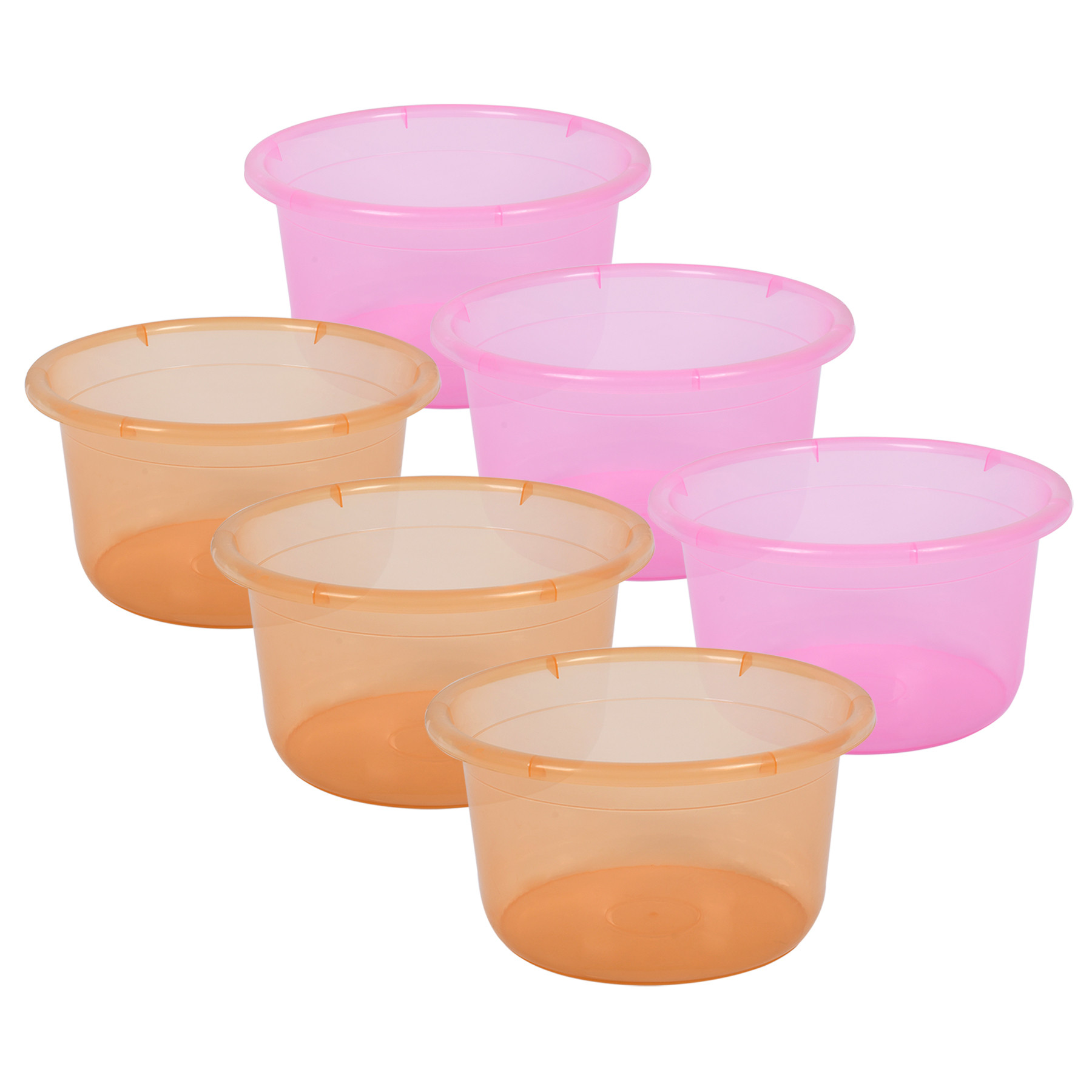 Kuber Industries Bath Tub | Multipurpose Bath Tub | Tub for Bathroom-Feeding Pan-Washing Clothes | Washing Tub | Bathing Bathroom Tub | 25 LTR | Transparent | Pink & Orange