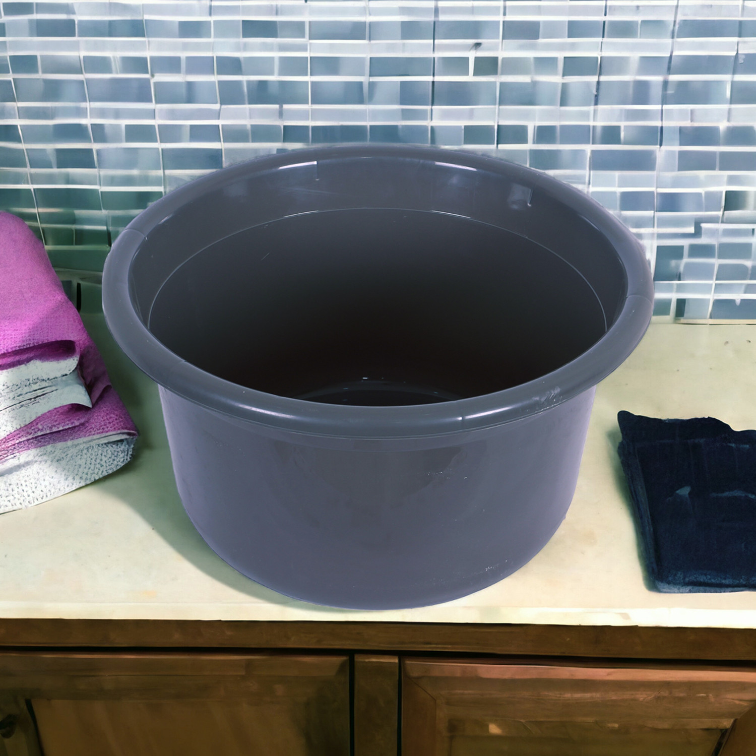 Kuber Industries Bath Tub  Versatile Utility Gaint Tub  Plastic Bath Tub for Baby  Baby Bathing Tub  Clothes Washing Tub For Bathroom  Feeding Pan Tub  TUB-25 LTR  Gray