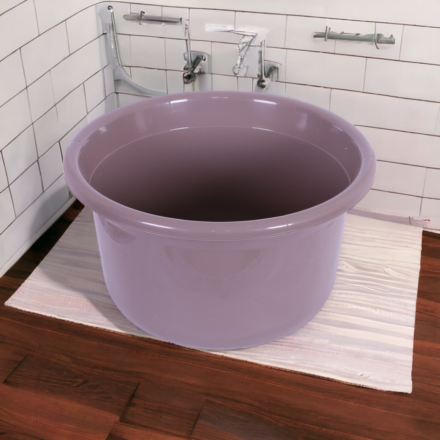 Kuber Industries Bath Tub | Versatile Utility Gaint Tub | Plastic Bath Tub for Baby | Baby Bathing Tub | Clothes Washing Tub For Bathroom | Feeding Pan Tub | TUB-25 LTR | Brown