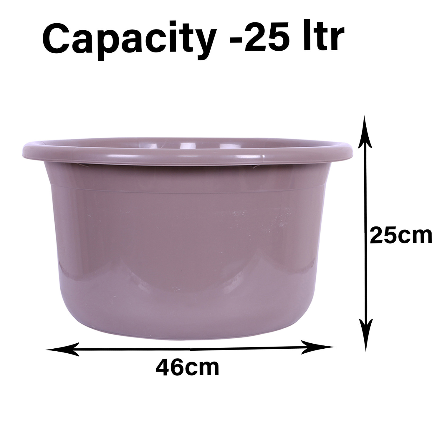 Kuber Industries Bath Tub | Versatile Utility Gaint Tub | Plastic Bath Tub for Baby | Baby Bathing Tub | Clothes Washing Tub For Bathroom | Feeding Pan Tub | TUB-25 LTR | Brown
