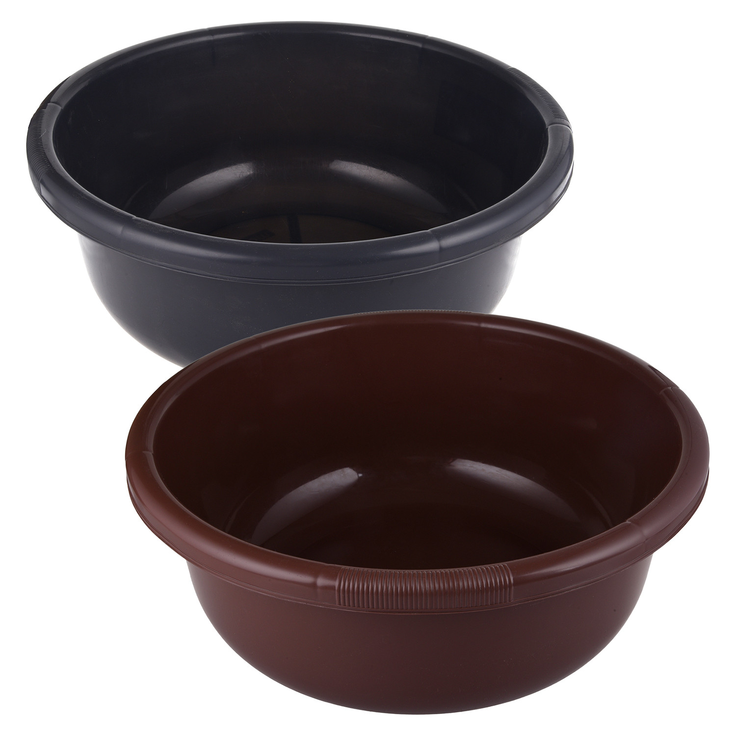 Kuber Industries Bath Tub 38|Versatile Plastic Utility Gaint Tub|Durable Deep Tub for Baby Bathing|Washing Clothes|Feeding Pan|38 Liter|Pack of 2 (Brown & Gray)