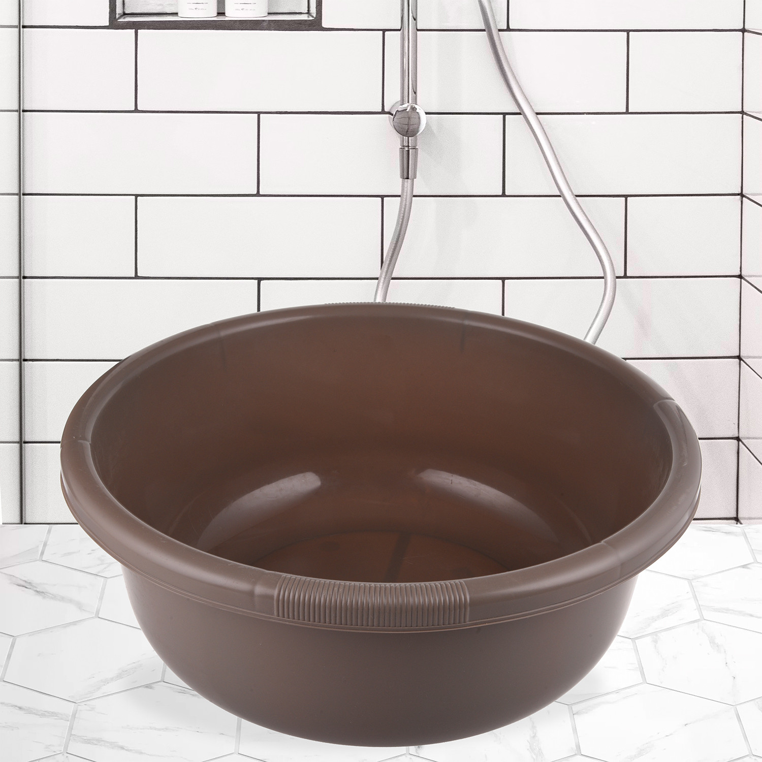 Kuber Industries Bath Tub 38|Versatile Plastic Utility Gaint Tub|Durable Deep Tub for Baby Bathing|Washing Clothes|Feeding Pan|38 Liter|Pack of 2 (Coffee & Cream)