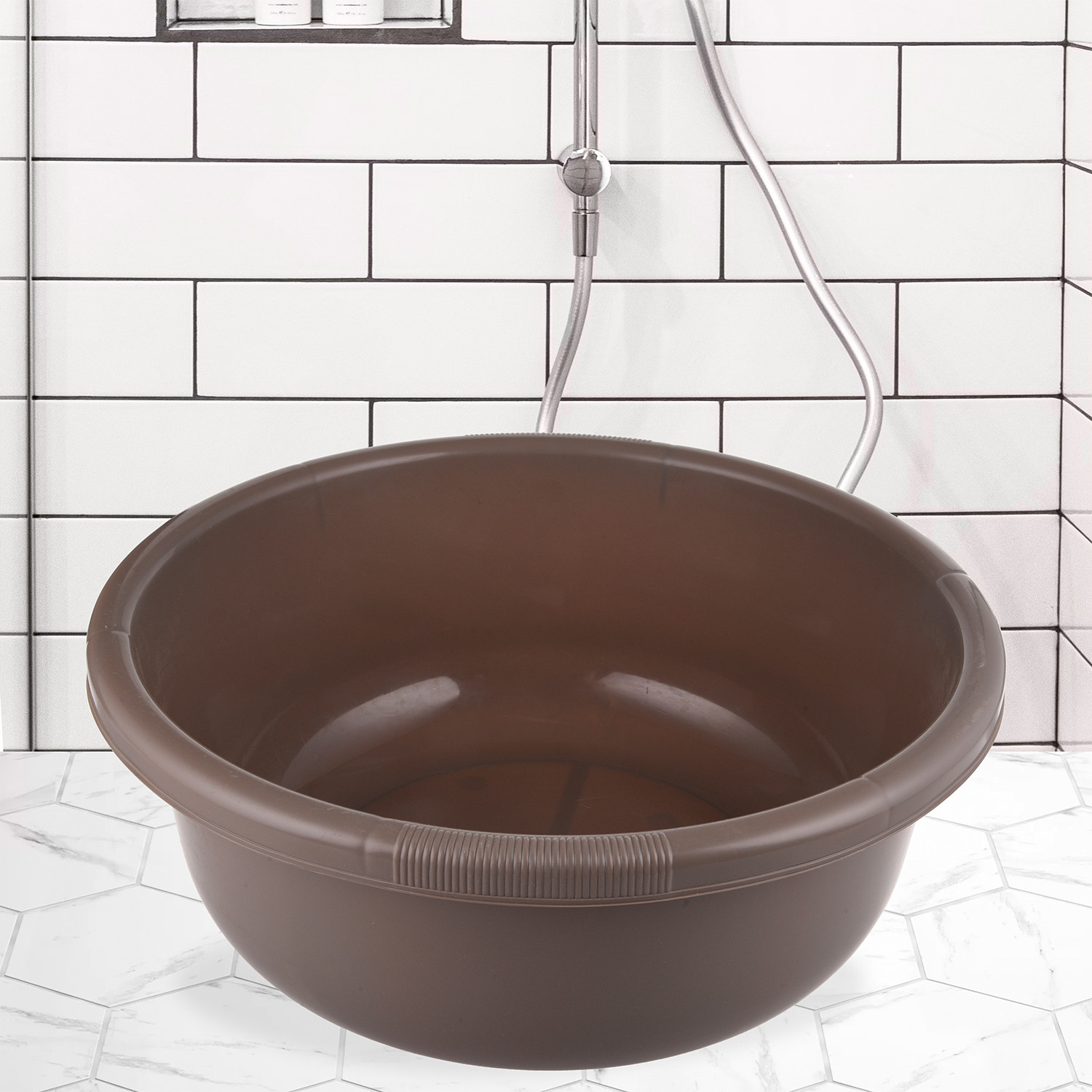 Kuber Industries Bath Tub 38|Versatile Plastic Utility Gaint Tub|Durable Deep Tub for Baby Bathing|Washing Clothes|Feeding Pan|38 Liter|Pack of 2 (Coffee & Gray)