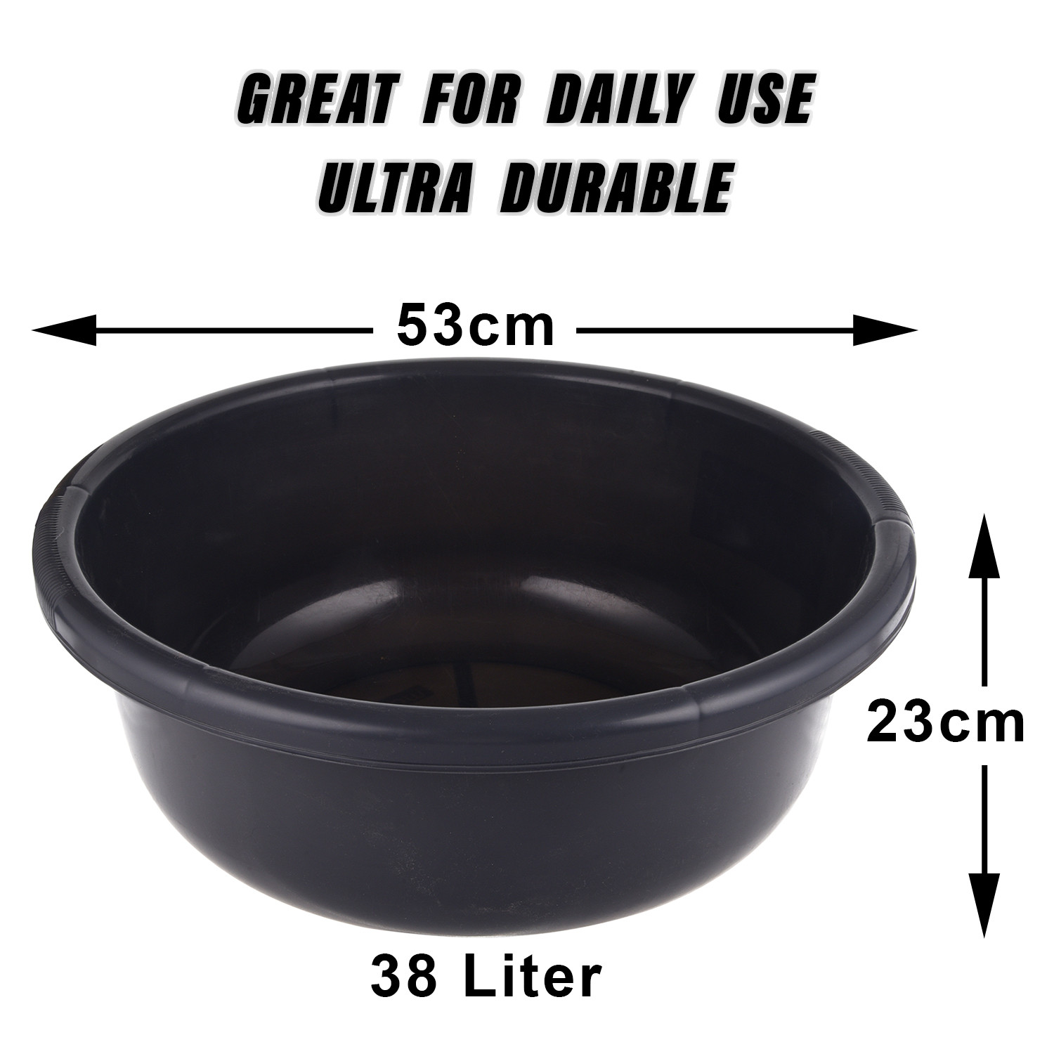 Kuber Industries Bath Tub 38|Versatile Plastic Utility Gaint Tub|Durable Deep Tub for Baby Bathing|Washing Clothes|Feeding Pan|38 Liter|Pack of 2 (Cream & Gray)