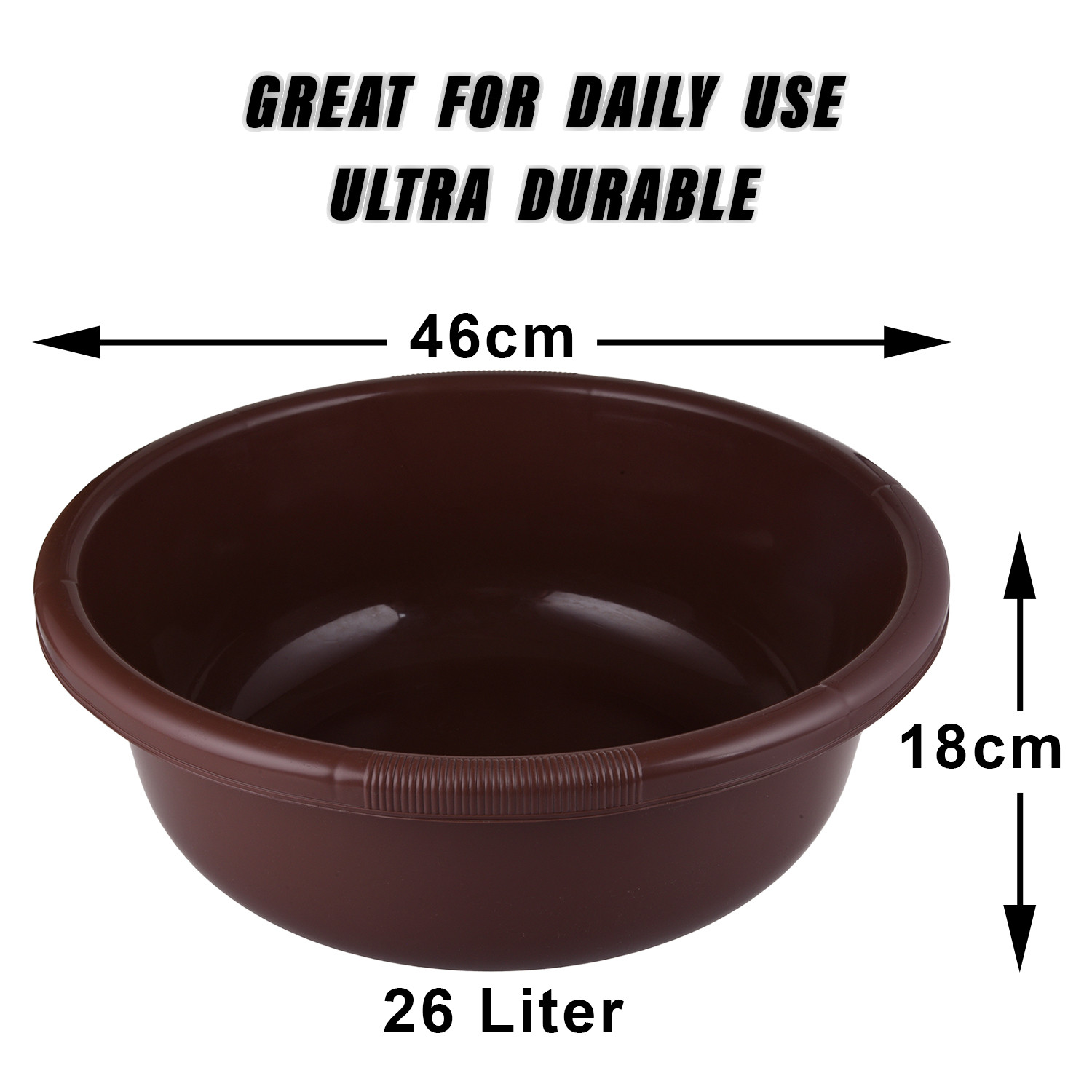 Kuber Industries Bath Tub|Versatile Plastic Utility Gaint Tub|Durable Deep Tub for Baby Bathing|Washing Clothes|Feeding Pan|26 Liter (Brown)