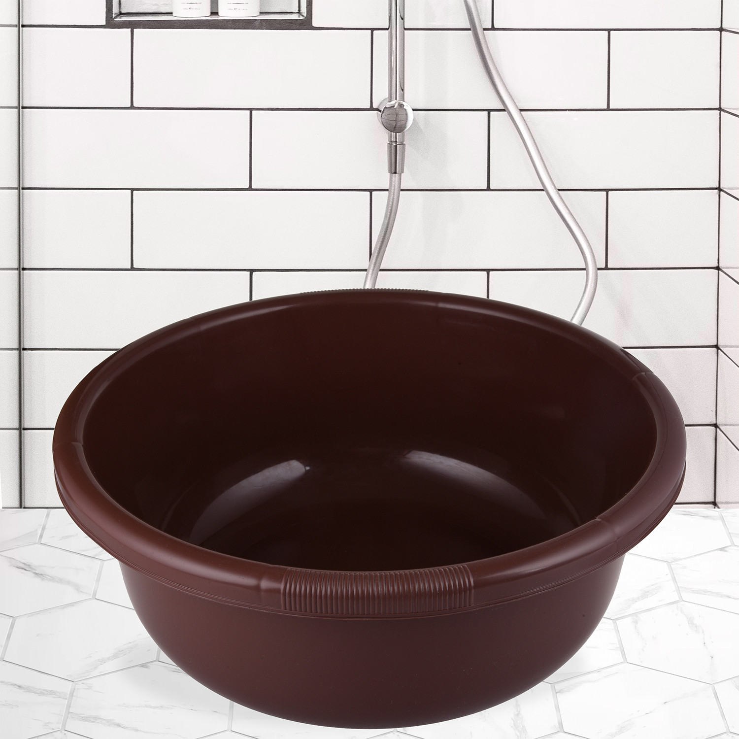 Kuber Industries Bath Tub|Versatile Plastic Utility Gaint Tub|Durable Deep Tub for Baby Bathing|Washing Clothes|Feeding Pan|26 Liter (Brown)