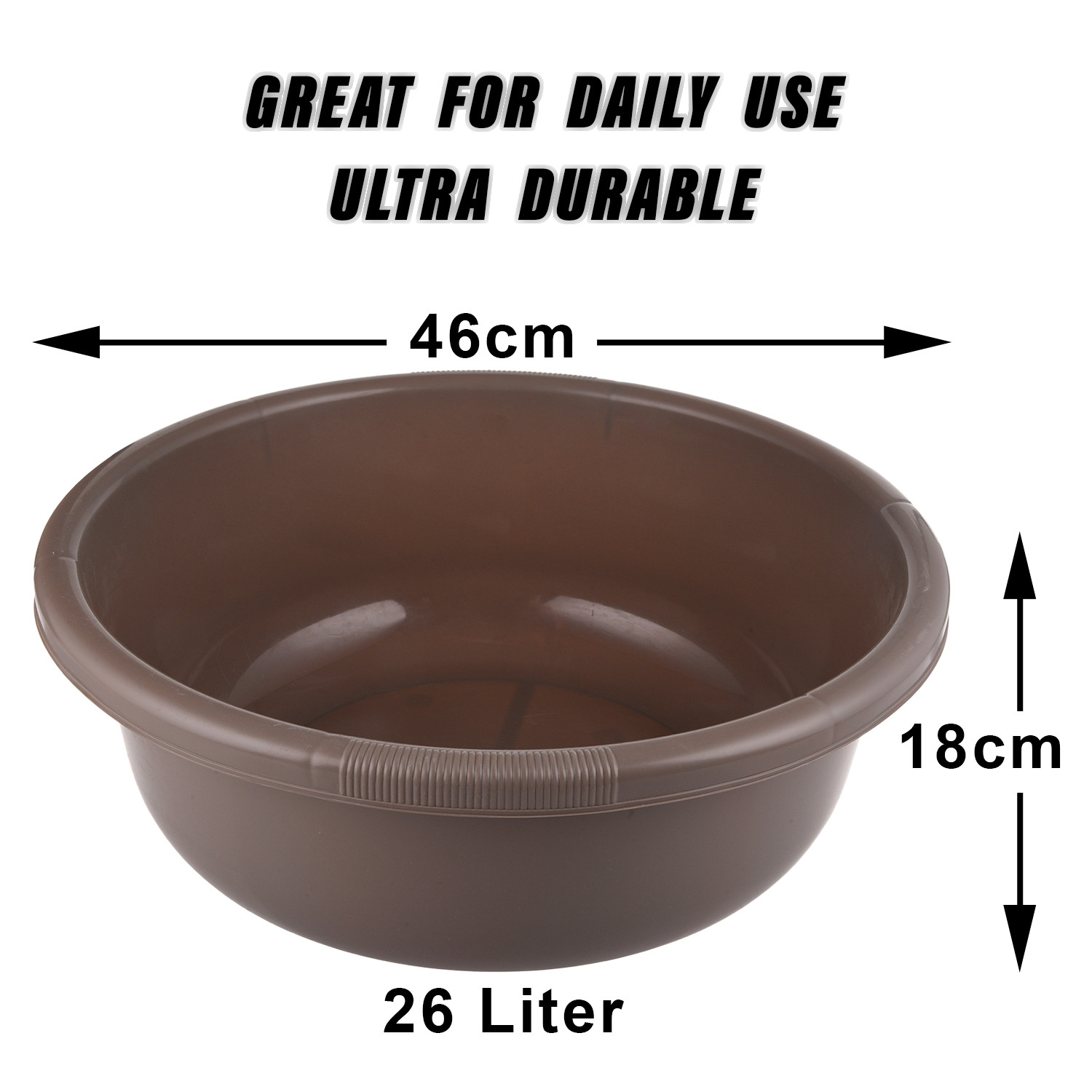 Kuber Industries Bath Tub|Versatile Plastic Utility Gaint Tub|Durable Deep Tub for Baby Bathing|Washing Clothes|Feeding Pan|26 Liter|Pack of 2 (Brown & Coffee)