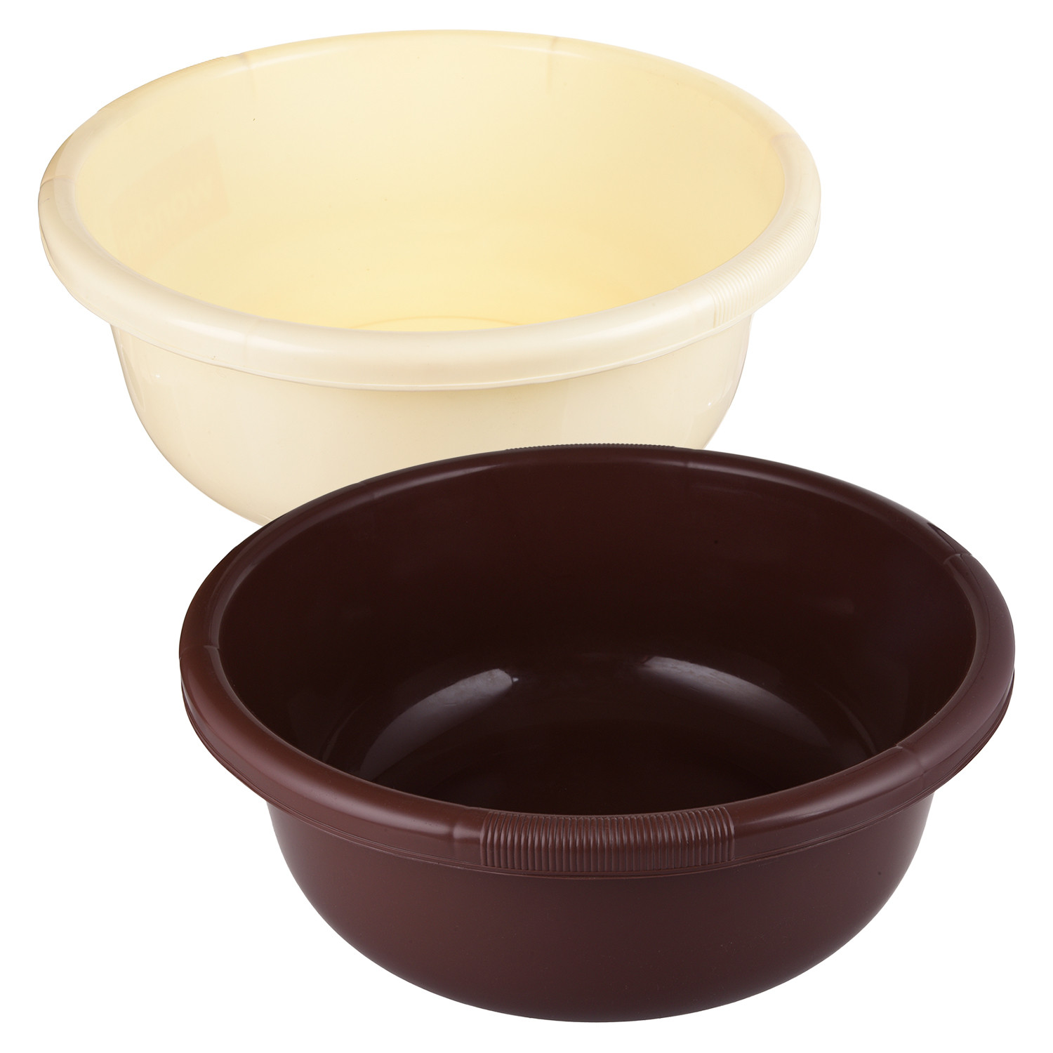 Kuber Industries Bath Tub|Versatile Plastic Utility Gaint Tub|Durable Deep Tub for Baby Bathing|Washing Clothes|Feeding Pan|26 Liter|Pack of 2 (Brown & Cream)