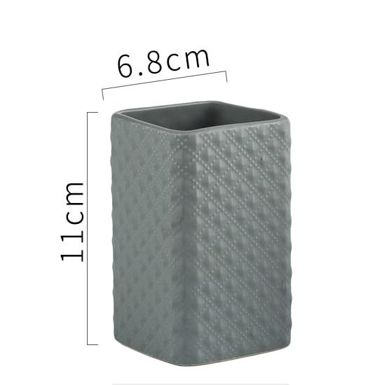 Kuber Industries Bathroom Accessories Set | Ceramic Bathroom Tooth Brush Holder | Bathroom Soap Holder Dish | Kitchen Soap Dispenser 350 ML | Water Cup 340 ML | ZX062GY-4T | Set of 4 | Gray