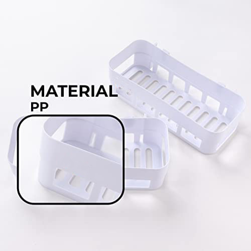 Kuber Industries Bathroom & Kitchen Organizer | Durable & Non-Toxic | Self-Adhesive | Drainage Holes | Multipurpose Set of Storage Racks & Shelves | Pack of 2 | White