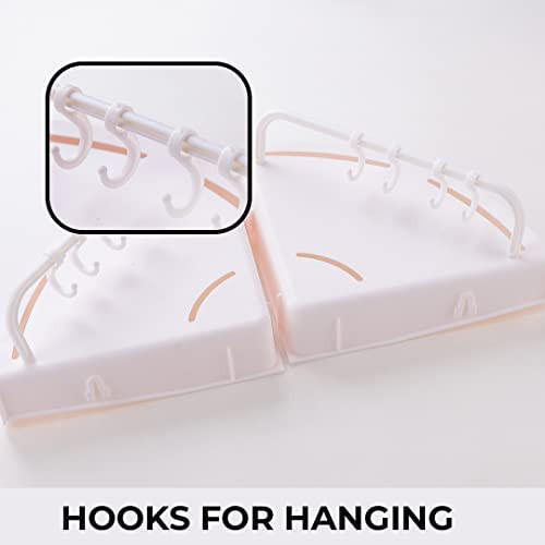 Kuber Industries Bathroom & Kitchen Organizer With Towel Hanger Hooks|Multipurpose Corner Wall Shelves|Self-Adhesive|Premium Quality PP|Pack of 2|A2910|White