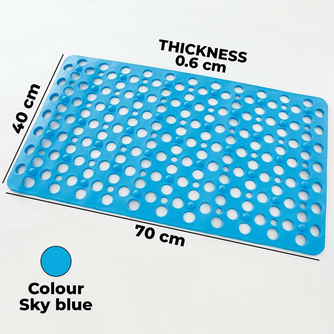 Kuber Industries Bathroom Mat|Anti Slip Mat for Bathroom Floor|Durable,Wear Resistant & Easy to Maintain|Foot Massager Door Mat with Water Drainage Holes|HY-03|40 x 70 cm,Sky Blue
