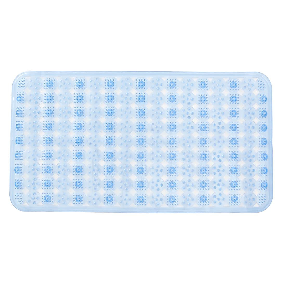 Kuber Industries Bathroom Mat|Anti Slip Mat for Bathroom Floor|Durable,Wear Resistant & Easy to Maintain|Acupressure & Foot Massager Door Mat with Water Drainage Holes|SG-01|69 x 36 cm,Blue
