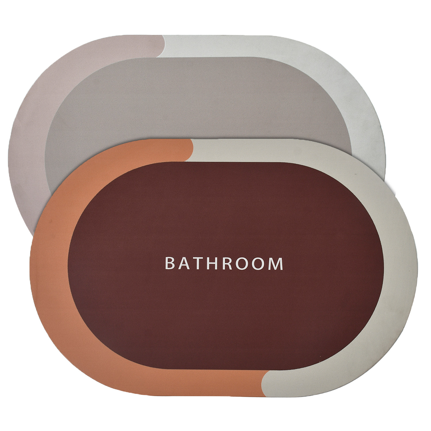 Kuber Industries Bathroom mat|Bathroom mat Super Absorbent Floor mat|Anti-skid Bathroom mat|Memory Foam Bathroom Rug Mat|Pack of 2 (Beige & Brown)