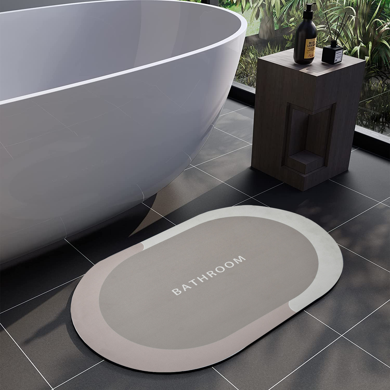 Kuber Industries Bathroom mat|Bathroom mat Super Absorbent Floor mat|Anti-skid Bathroom mat|Memory Foam Bathroom Rug Mat|Pack of 2 (Beige & Brown)