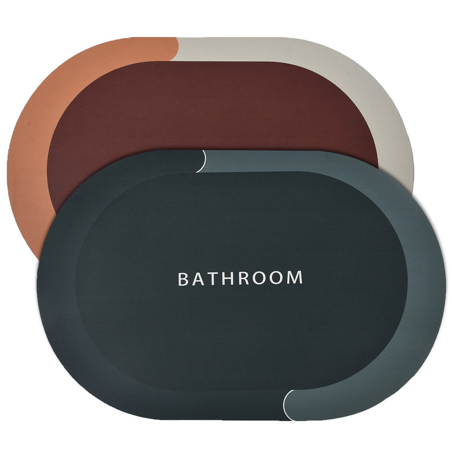 Kuber Industries Bathroom mat|Bathroom mat Super Absorbent Floor mat|Anti-skid Bathroom mat|Memory Foam Bathroom Rug Mat|Pack of 2 (Brown & Green)