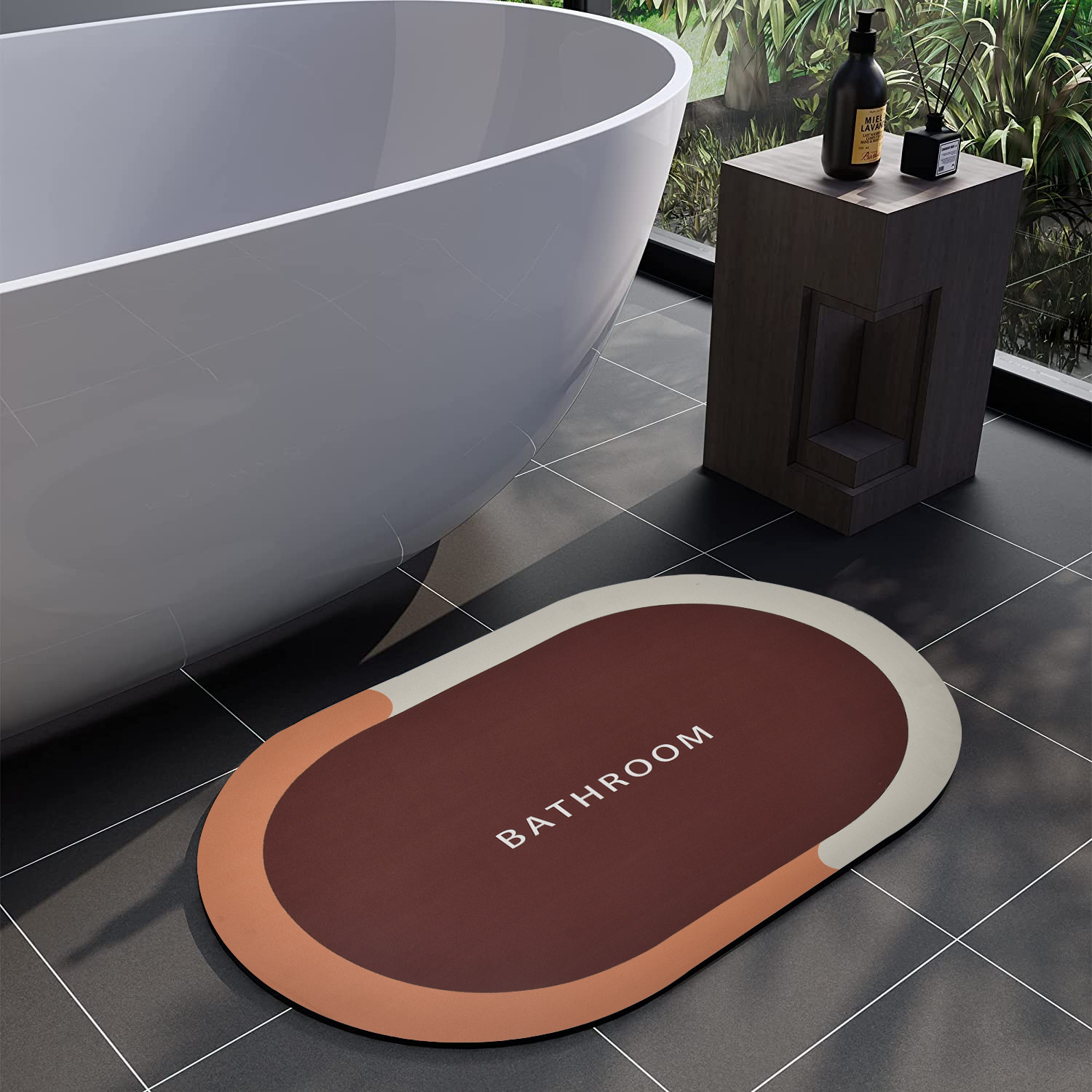 Kuber Industries Bathroom mat|Bathroom mat Super Absorbent Floor mat|Anti-skid Bathroom mat|Memory Foam Bathroom Rug Mat|Pack of 2 (Brown & Green)