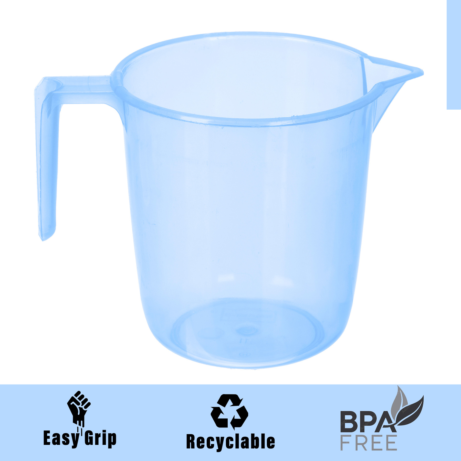 Kuber Industries Bathroom Mug | Multipurpose Bath Rinse Mug for Bathroom | Reusable Bath Mug | Wash Mug for Toilet | Mug for Washroom | 1100 ML | Transparent Blue