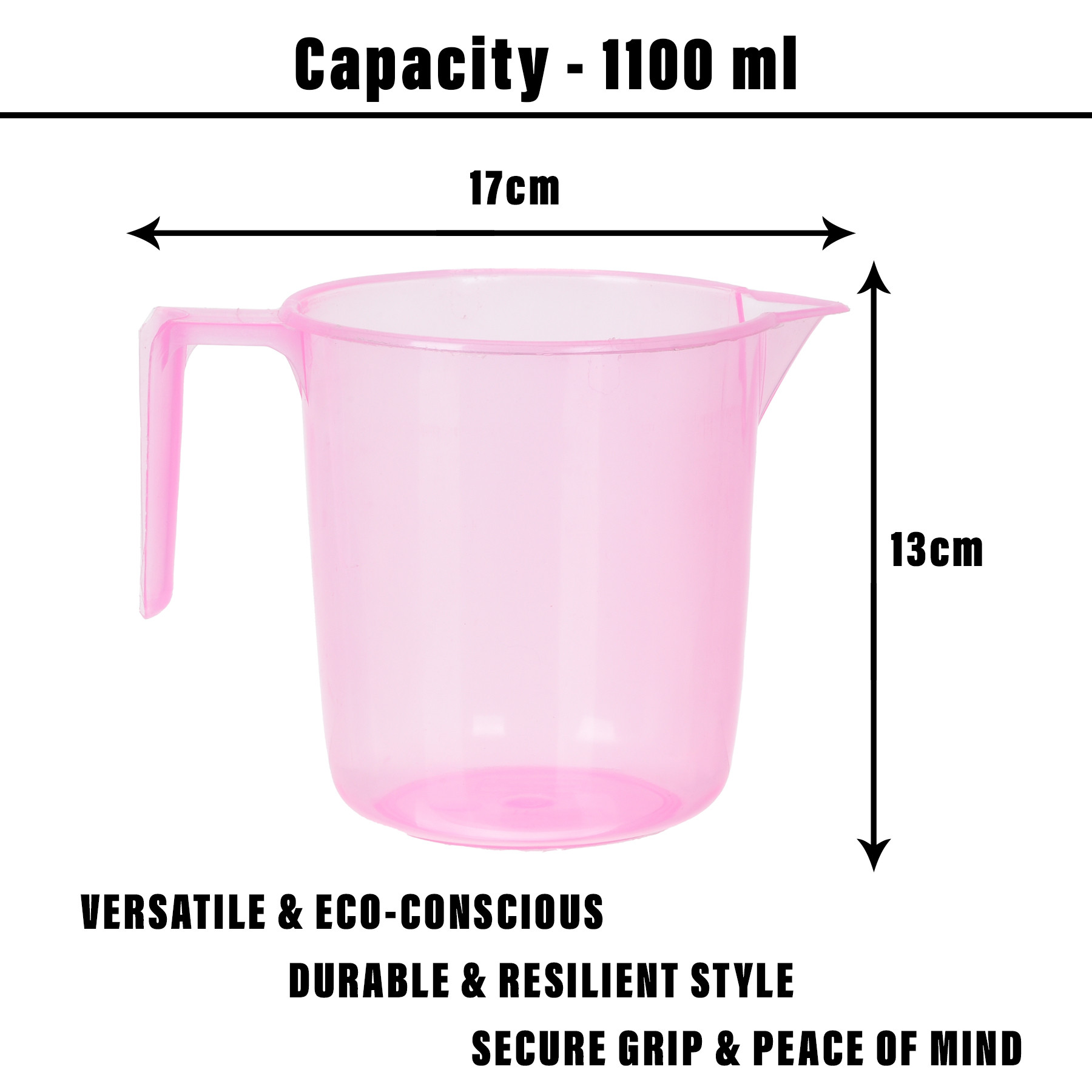 Kuber Industries Bathroom Mug | Multipurpose Bath Rinse Mug for Bathroom | Reusable Bath Mug | Wash Mug for Toilet | Mug for Washroom | 1100 ML | Transparent Pink