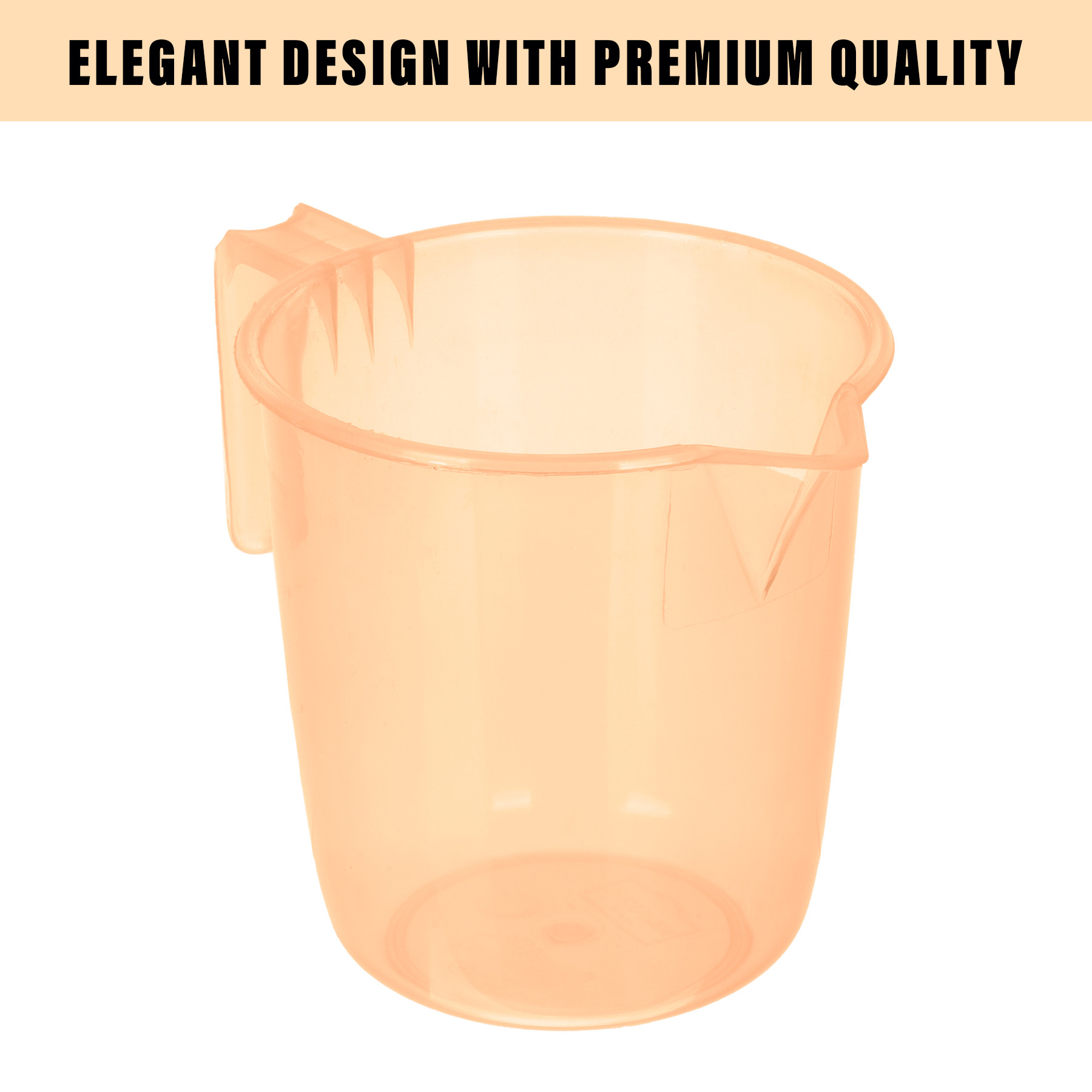Kuber Industries Bathroom Mug | Multipurpose Bath Rinse Mug for Bathroom | Reusable Bath Mug | Wash Mug for Toilet | Mug for Washroom | 1100 ML | Transparent Orange
