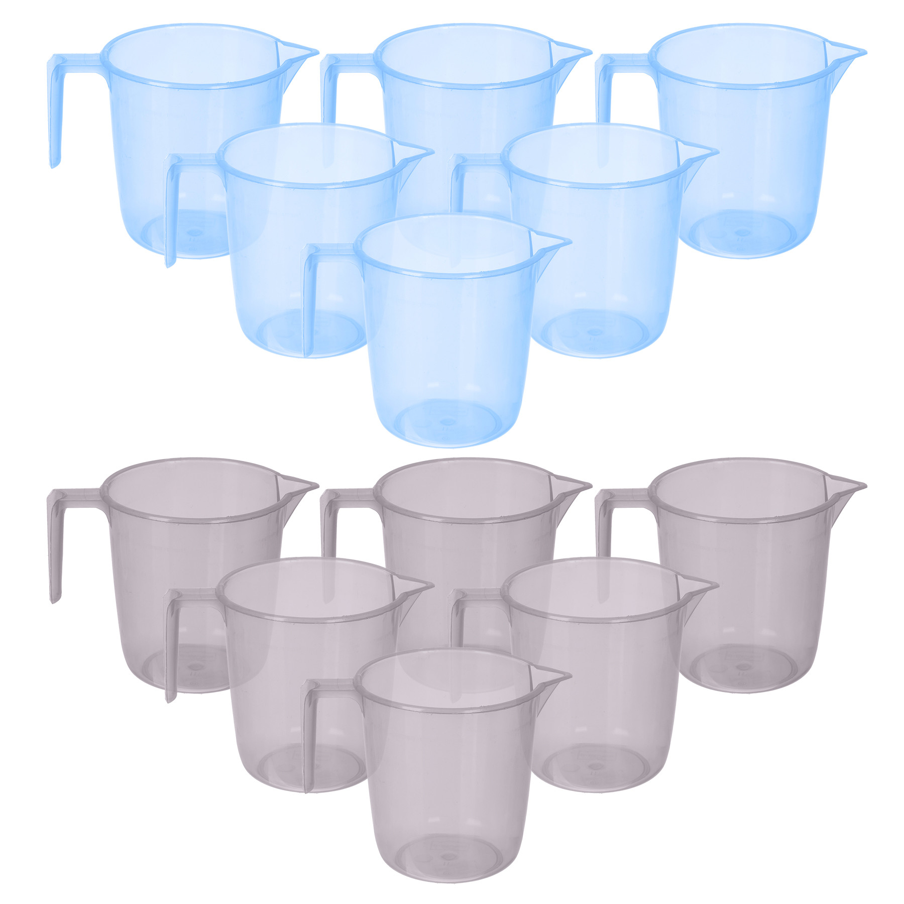 Kuber Industries Bathroom Mug | Multipurpose Bath Rinse Mug for Bathroom | Reusable Bath Mug | Wash Mug for Toilet | Mug for Washroom | 1100 ML | Transparent | Blue & Gray
