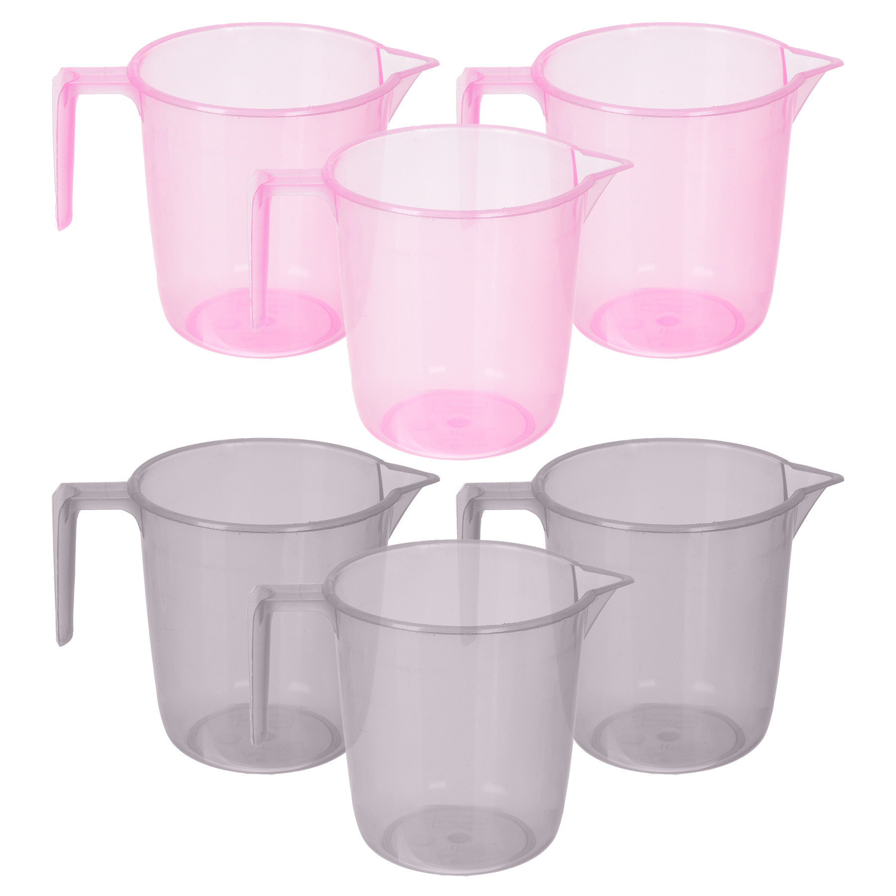 Kuber Industries Bathroom Mug | Multipurpose Bath Rinse Mug for Bathroom | Reusable Bath Mug | Wash Mug for Toilet | Mug for Washroom | 1100 ML | Transparent | Pink & Gray