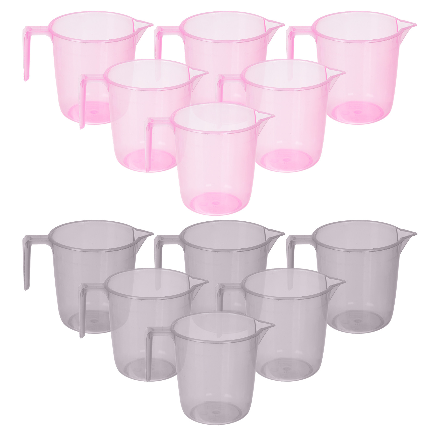 Kuber Industries Bathroom Mug | Multipurpose Bath Rinse Mug for Bathroom | Reusable Bath Mug | Wash Mug for Toilet | Mug for Washroom | 1100 ML | Transparent | Pink & Gray