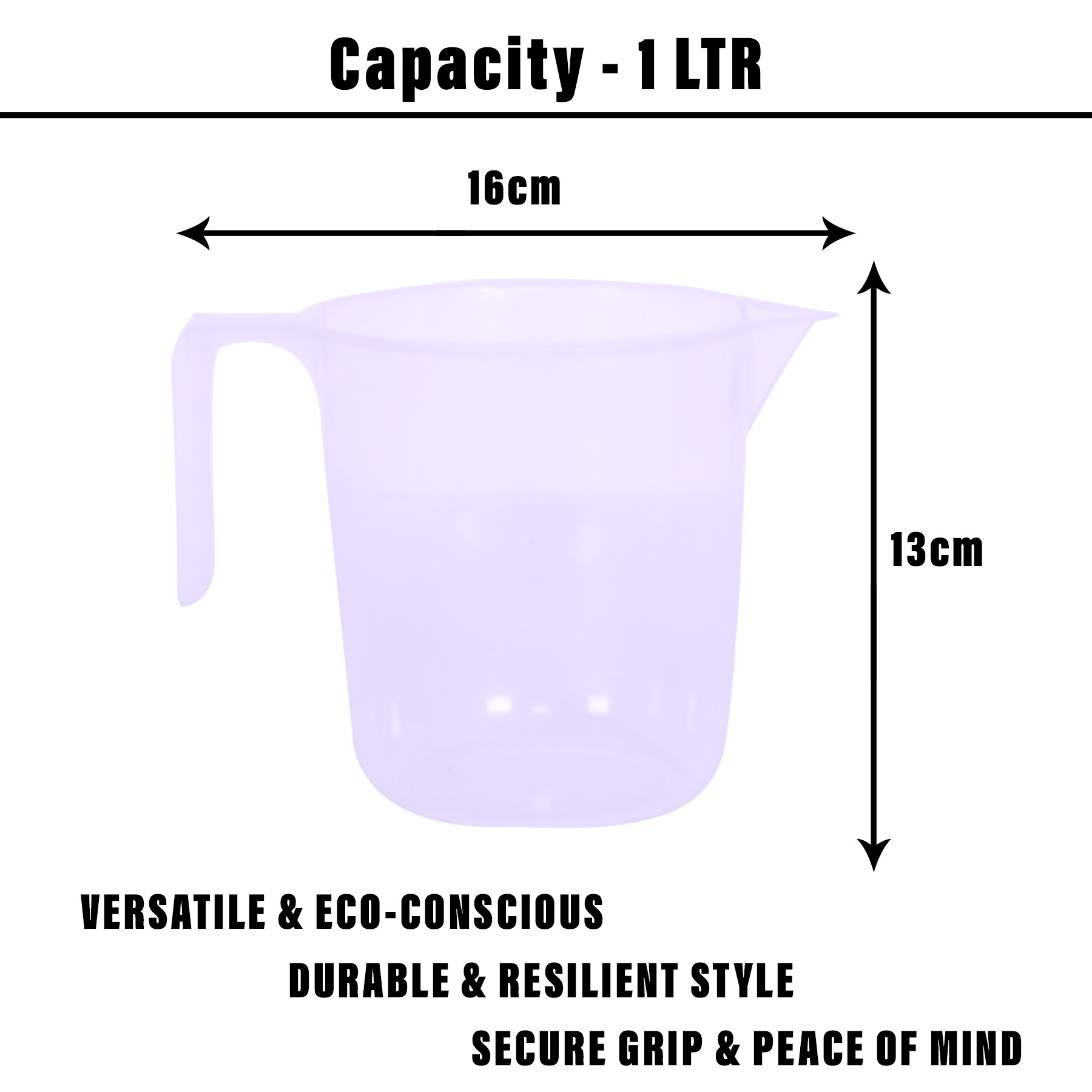 Kuber Industries Bathroom Mug | Plastic Bath Mug for Bathroom | Bath Mug | Mug for Bathroom | Mug for Toilet | Washroom Jug | 111 Bath Mug | 1 LTR | Transparent