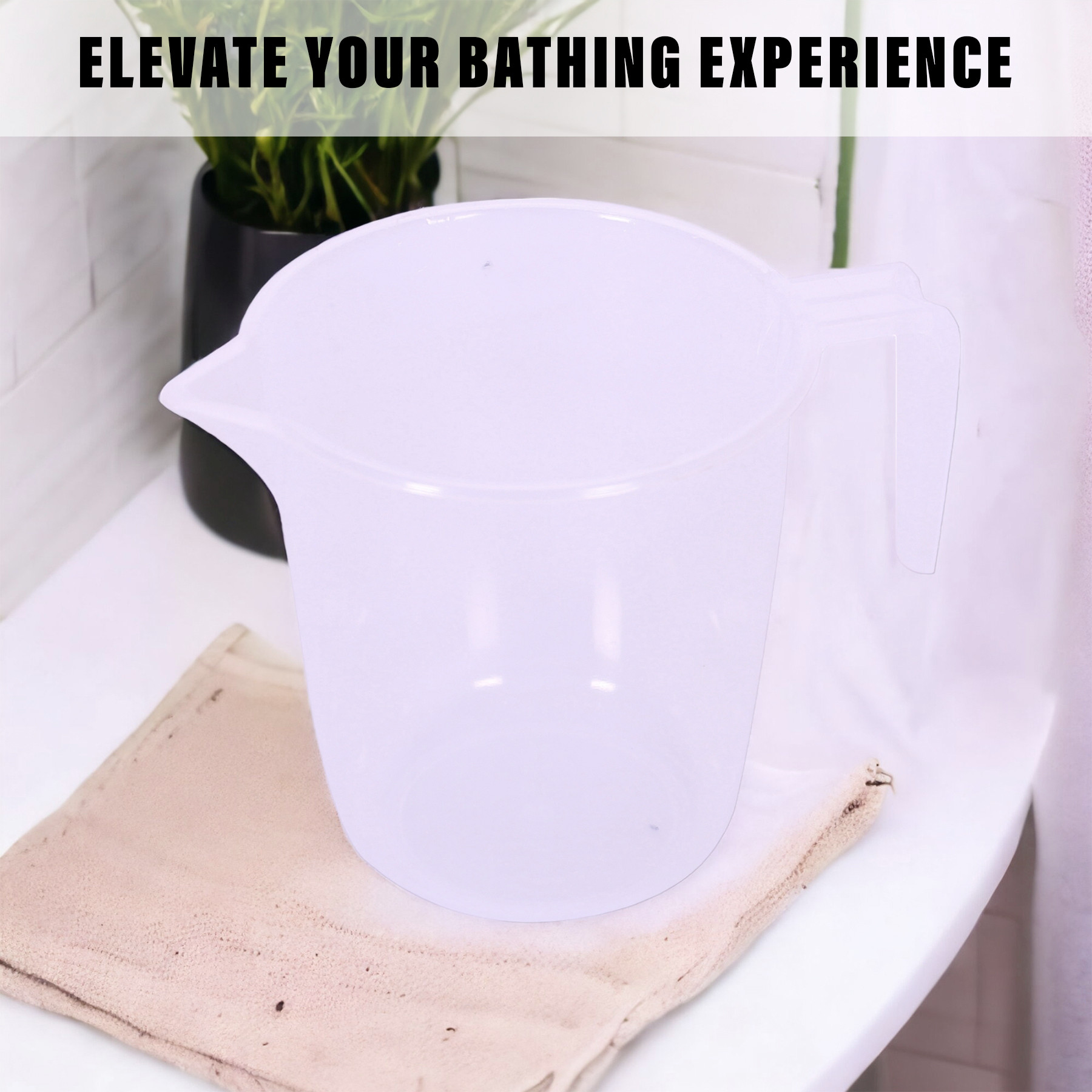 Kuber Industries Bathroom Mug | Plastic Bath Mug for Bathroom | Bath Mug | Mug for Bathroom | Mug for Toilet | Washroom Jug | 111 Bath Mug | 1 LTR | Transparent