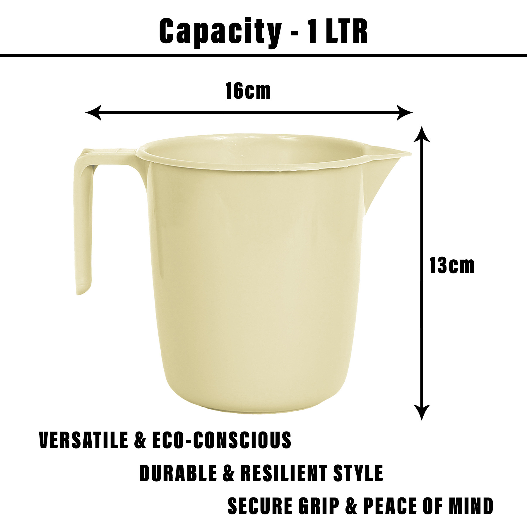 Kuber Industries Bathroom Mug | Plastic Bath Mug for Bathroom | Bath Mug | Mug for Bathroom | Mug for Toilet | Washroom Jug | 111 Bath Mug | 1 LTR |Beige