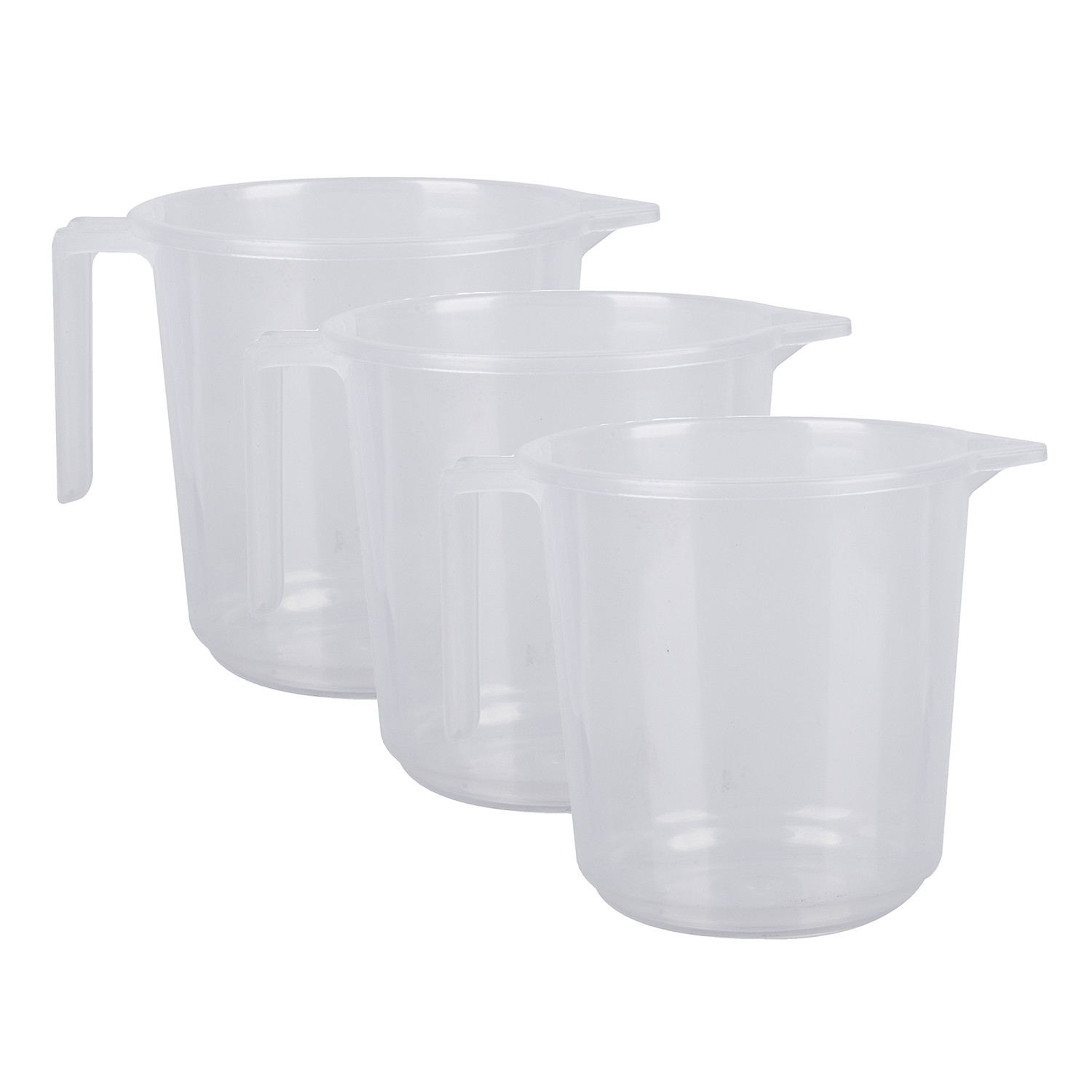 Kuber Industries Bathroom Mug | Plastic Bath Mug for Bathroom | Strong Mug for Bathroom | Toilet Mug | Washroom Jug | Mug For Bathing | 1500 ML | Pack of 3 | Transparent