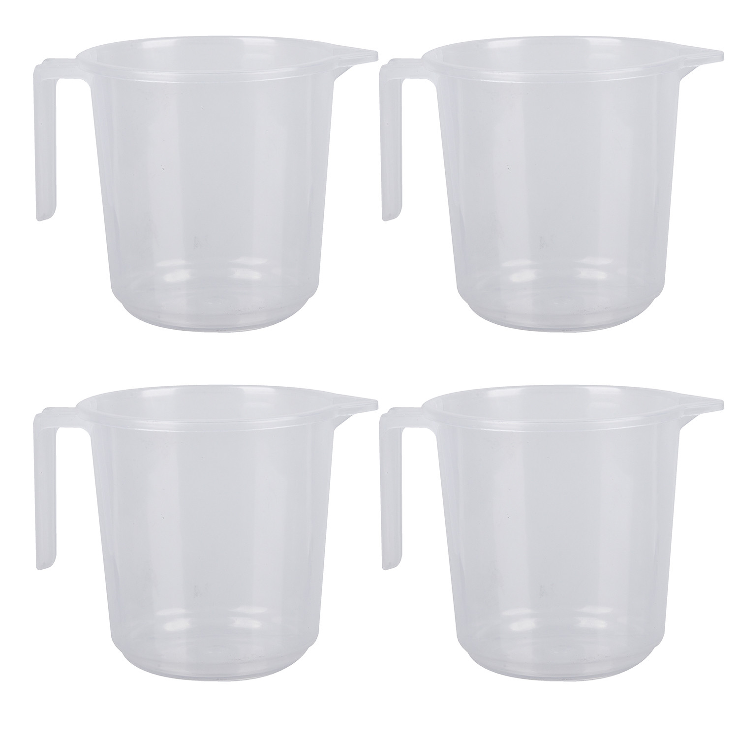 Kuber Industries Bathroom Mug | Plastic Bath Mug for Bathroom | Strong Mug for Bathroom | Toilet Mug | Washroom Jug | Mug For Bathing | 1500 ML | Pack of 4 | Transparent