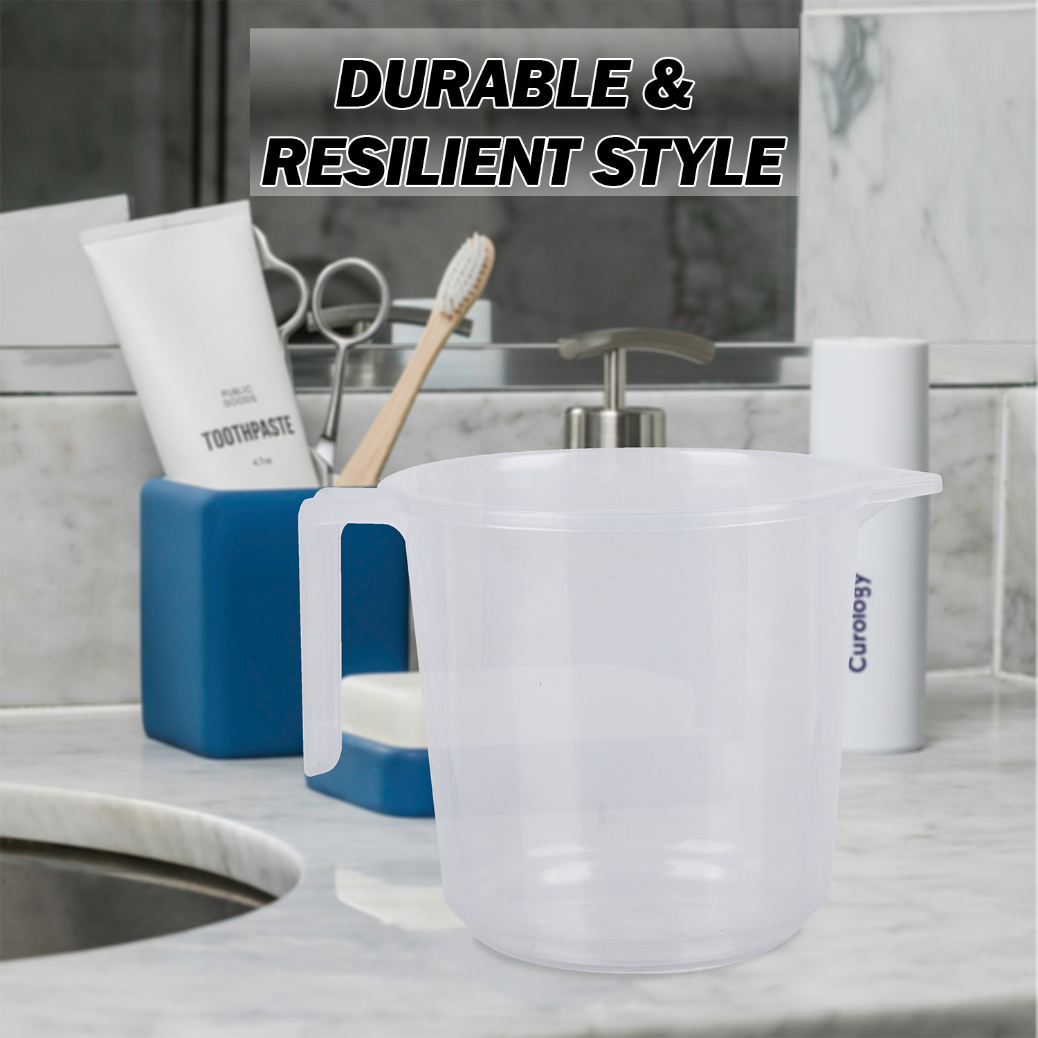Kuber Industries Bathroom Mug | Plastic Bath Mug for Bathroom | Strong Mug for Bathroom | Toilet Mug | Washroom Jug | Mug For Bathing | 1500 ML | Pack of 4 | Transparent