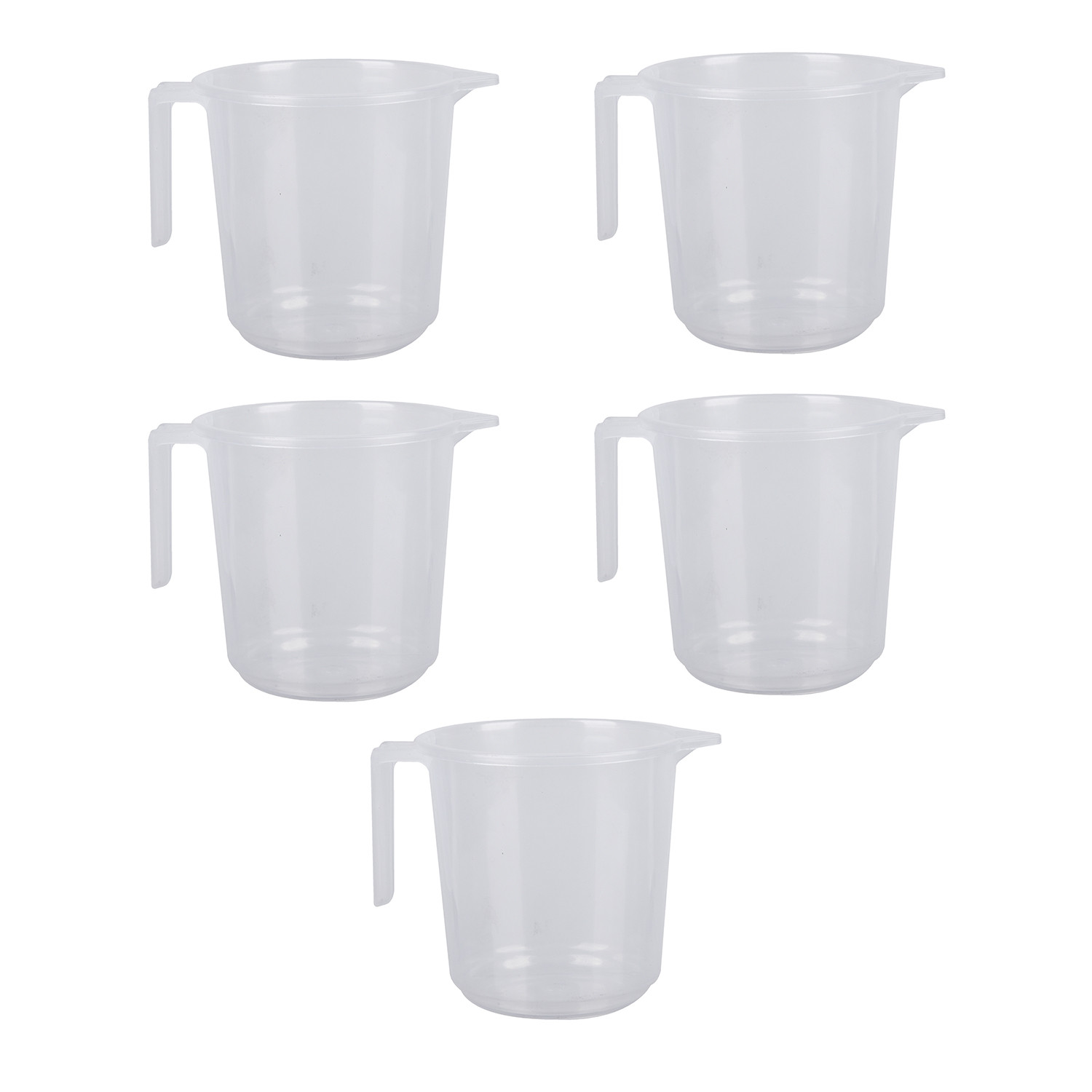 Kuber Industries Bathroom Mug | Plastic Bath Mug for Bathroom | Strong Mug for Bathroom | Toilet Mug | Washroom Jug | Mug For Bathing | 1500 ML | Pack of 5 | Transparent