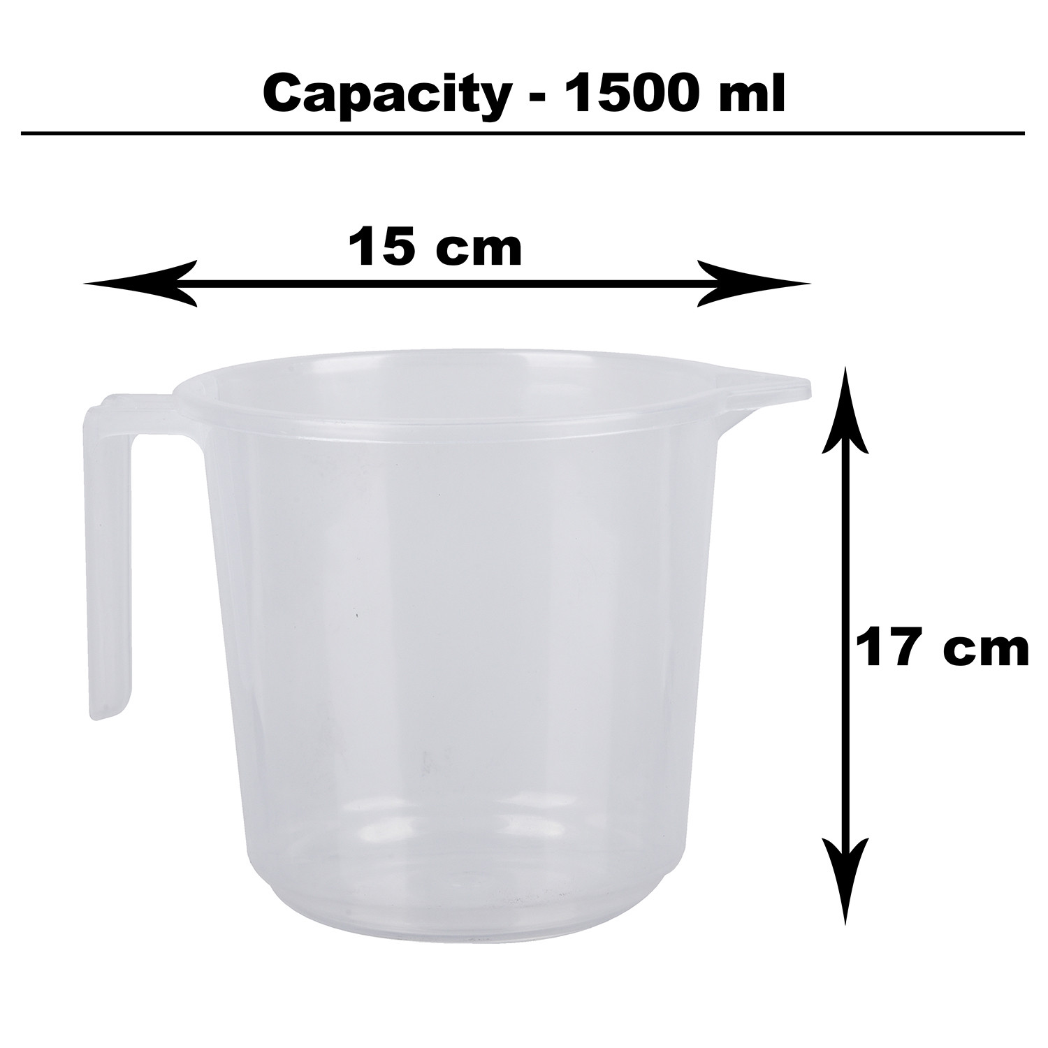 Kuber Industries Bathroom Mug | Plastic Bath Mug for Bathroom | Strong Mug for Bathroom | Toilet Mug | Washroom Jug | Mug For Bathing | 1500 ML | Pack of 5 | Transparent