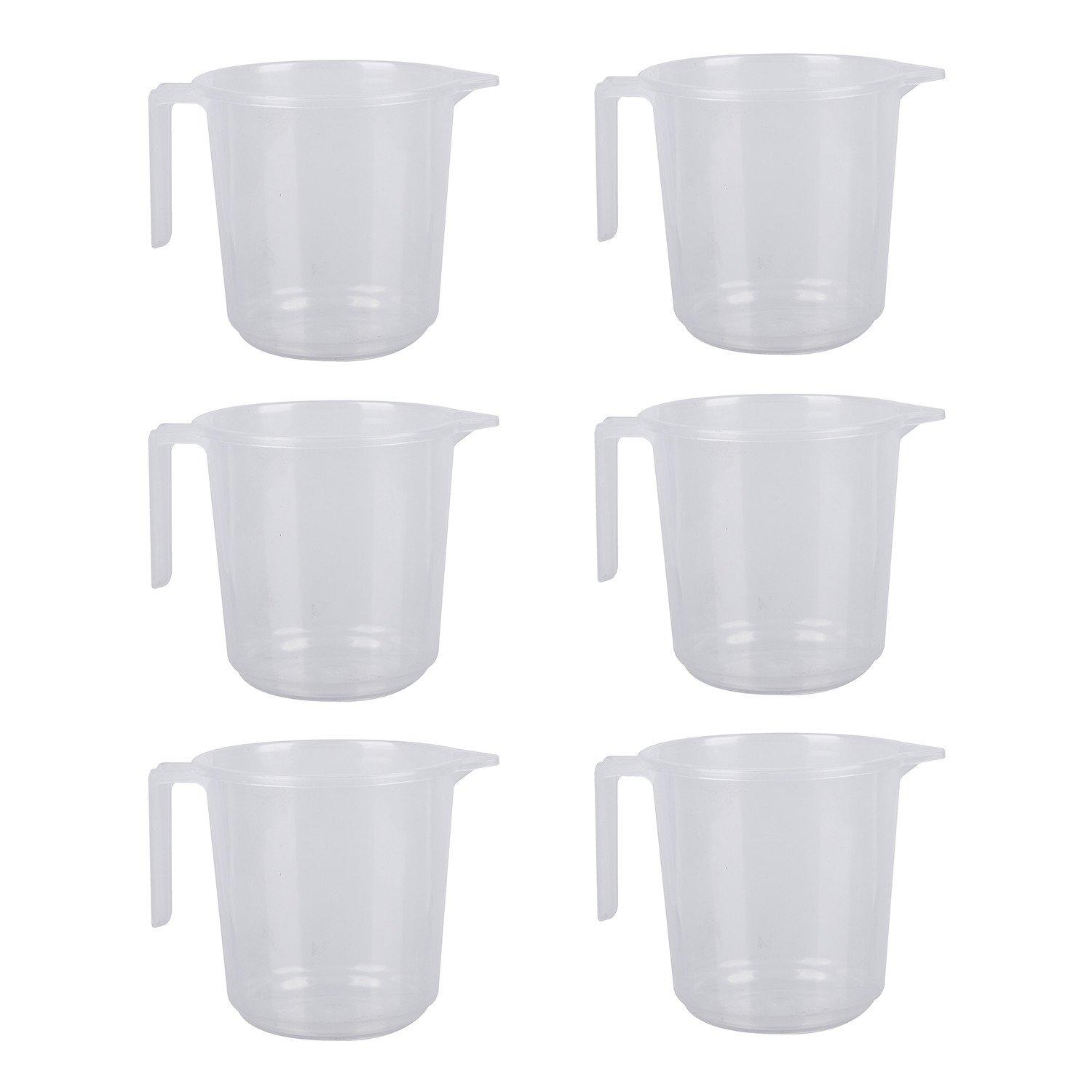 Kuber Industries Bathroom Mug | Plastic Bath Mug for Bathroom | Strong Mug for Bathroom | Toilet Mug | Washroom Jug | Mug For Bathing | 1500 ML | Pack of 6 | Transparent